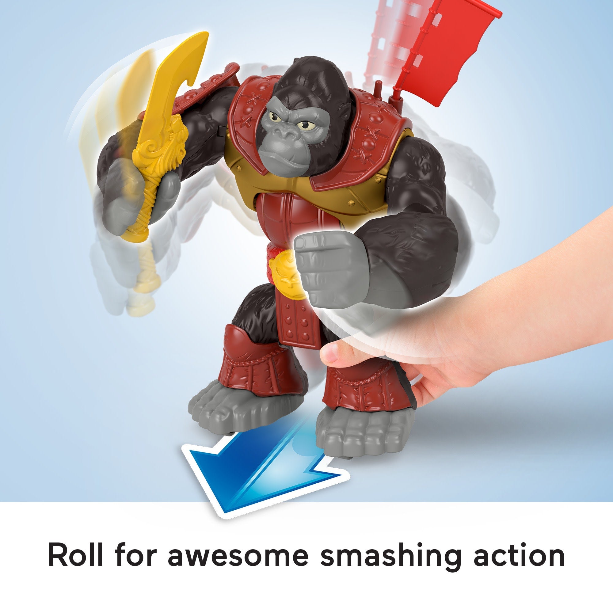 Imaginext Silverback Gorilla Smash Punching Action Figure For Preschool Kids. 3 Pieces - Image 3