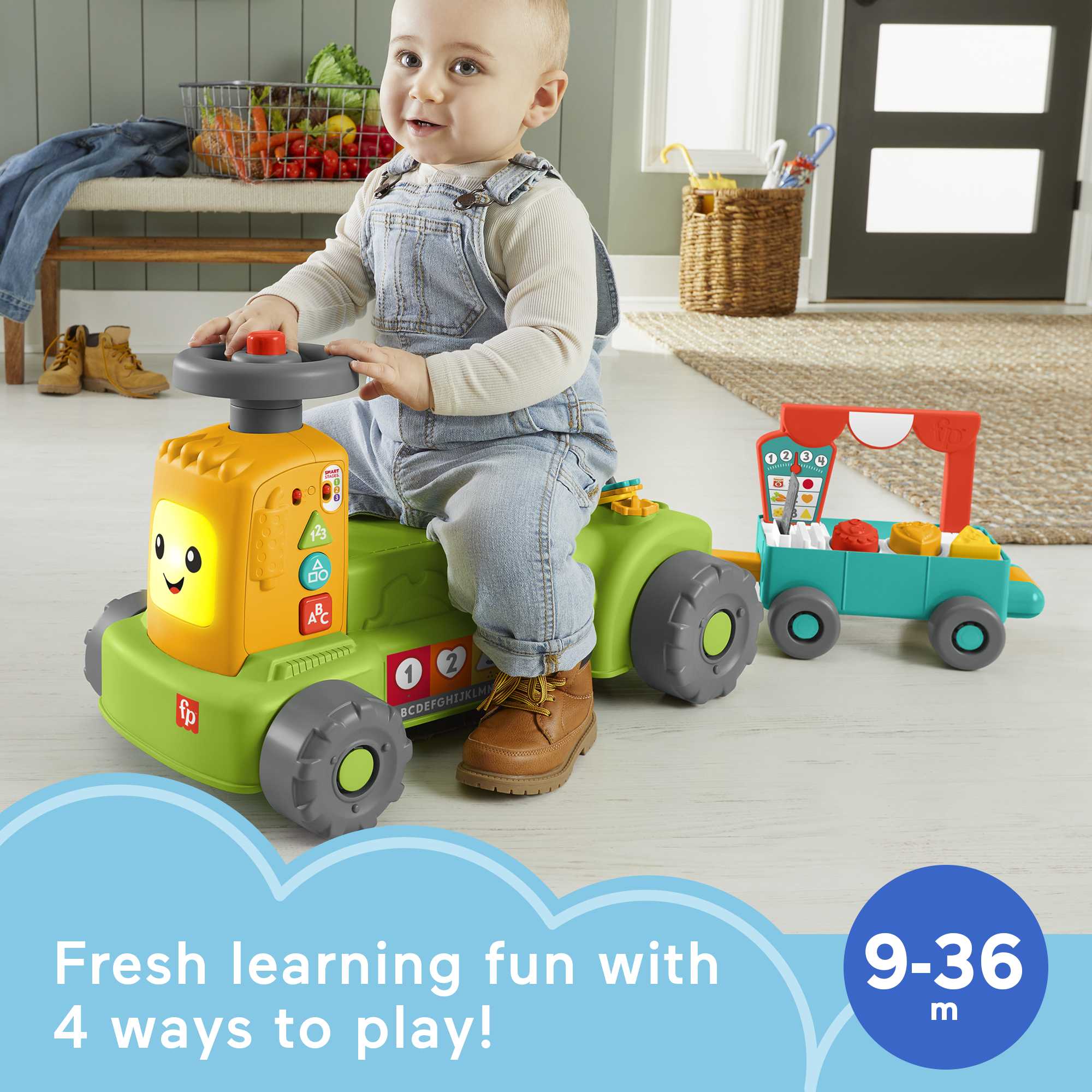 Fisher-Price Laugh & Learn 4-In-1 Farm To Market Tractor Ride-On Learning Toy. Multilanguage Version - Image 2