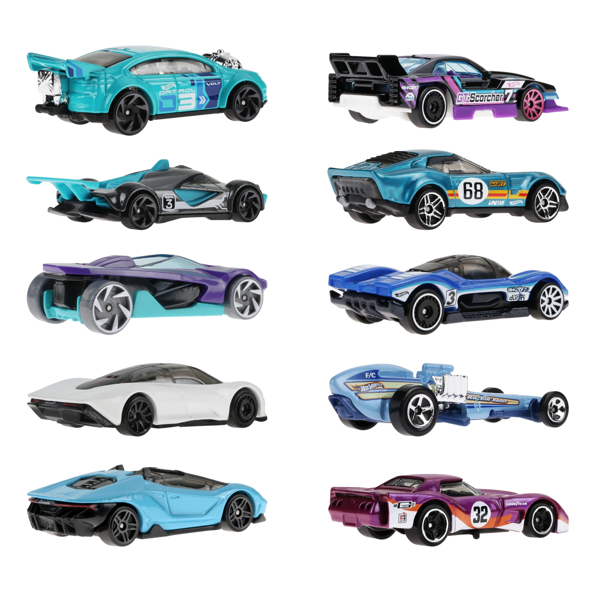 Hot Wheels Race Car 10-Pack. Set Of 10 1:64 Scale Toy Vehicles - Image 5