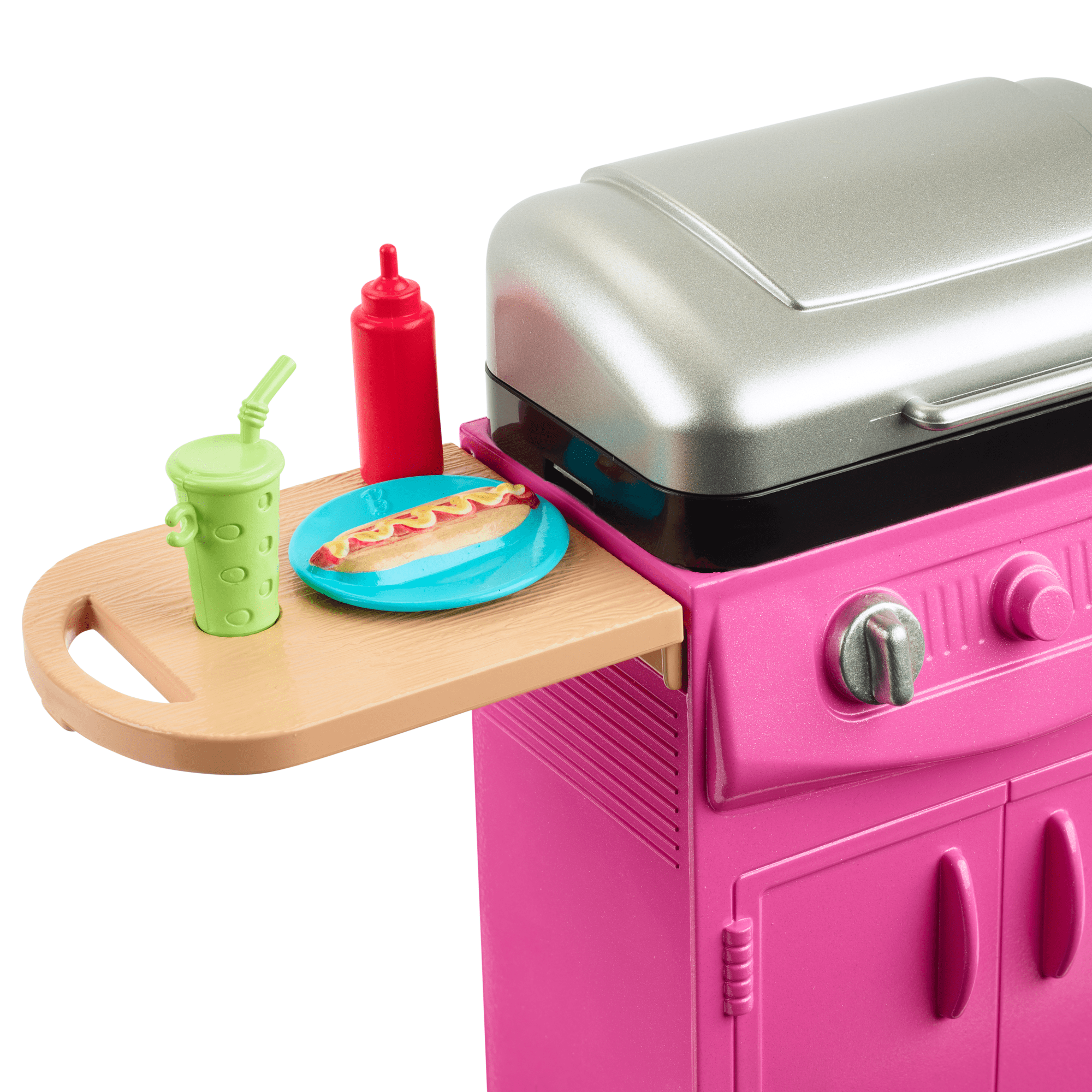 Barbie World Toy BBQ Grill Playset With 7 Dollhouse Accessories Including Grill With Working Lid & Food - Image 2