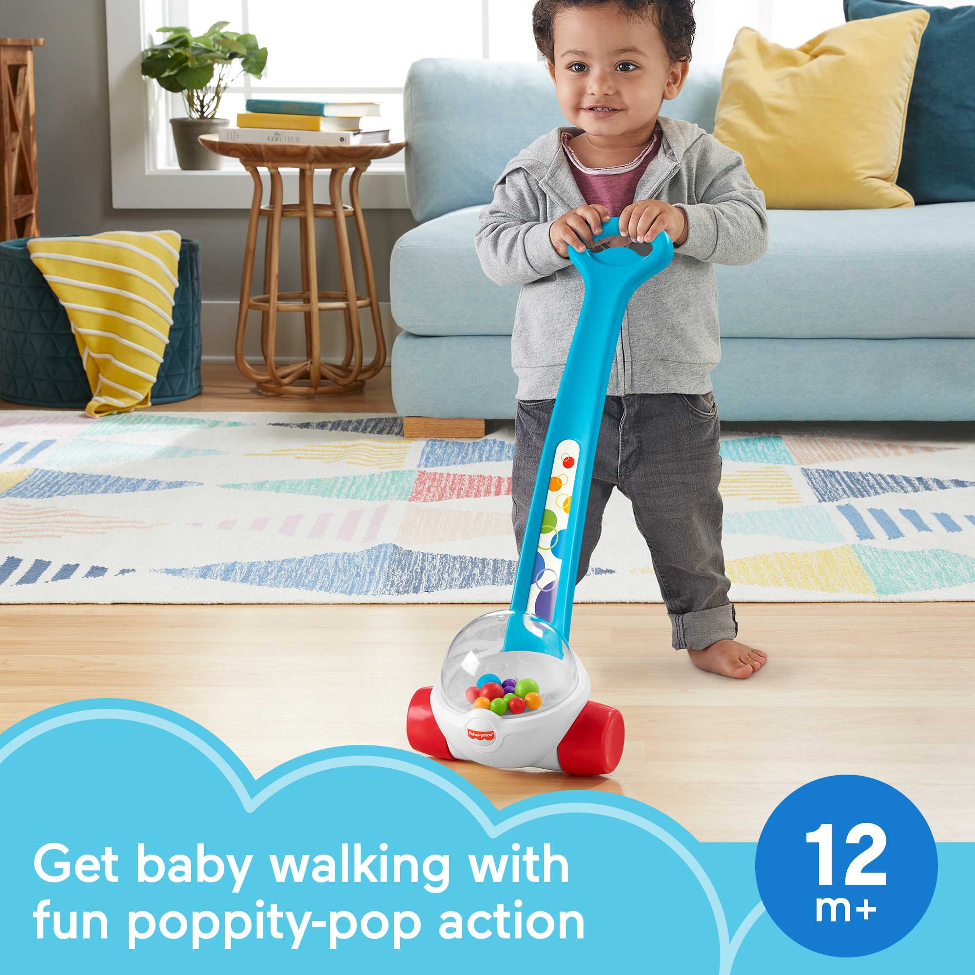 Fisher-Price Corn Popper Blue Push-Along Toy For Baby & Toddlers. 2 Pieces - Image 2