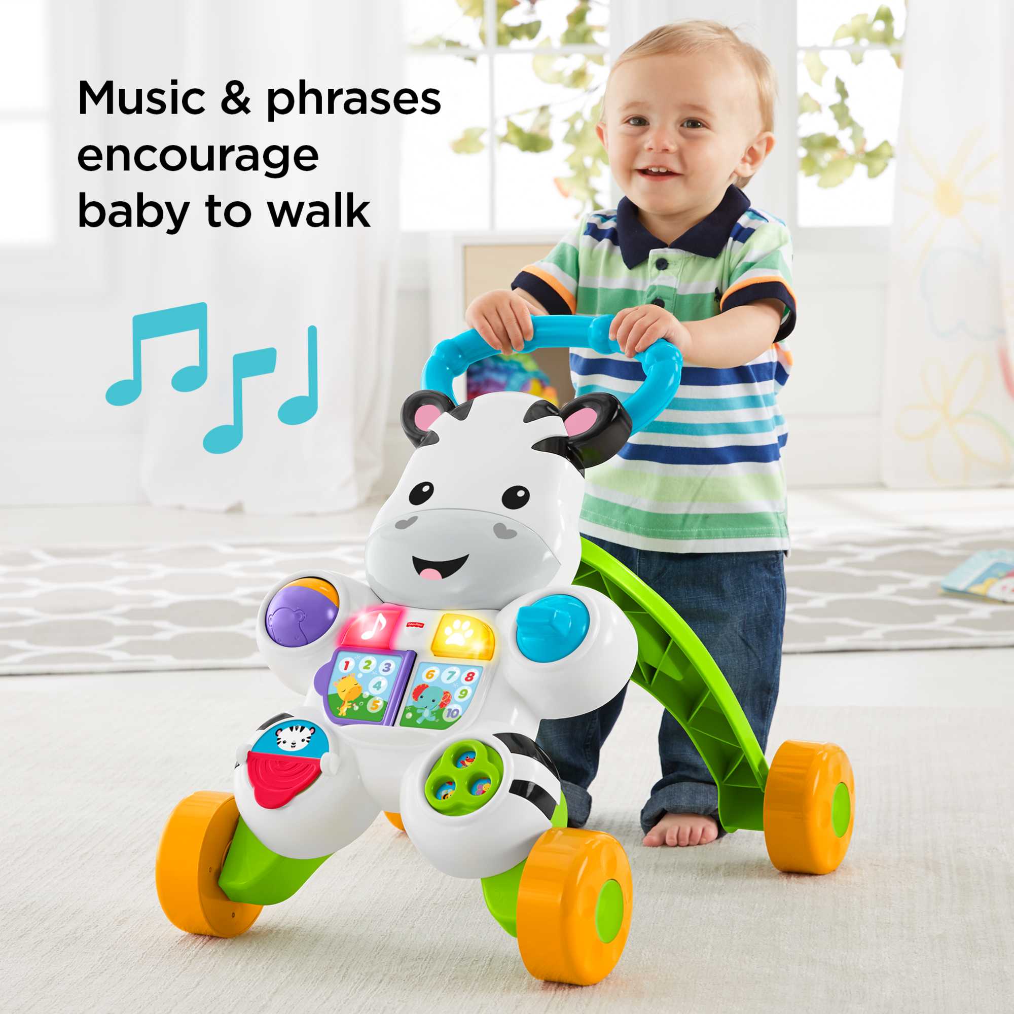 Fisher-Price Learn With Me Zebra Push Walker Musical Activity Toy For Baby & Toddler - Image 4