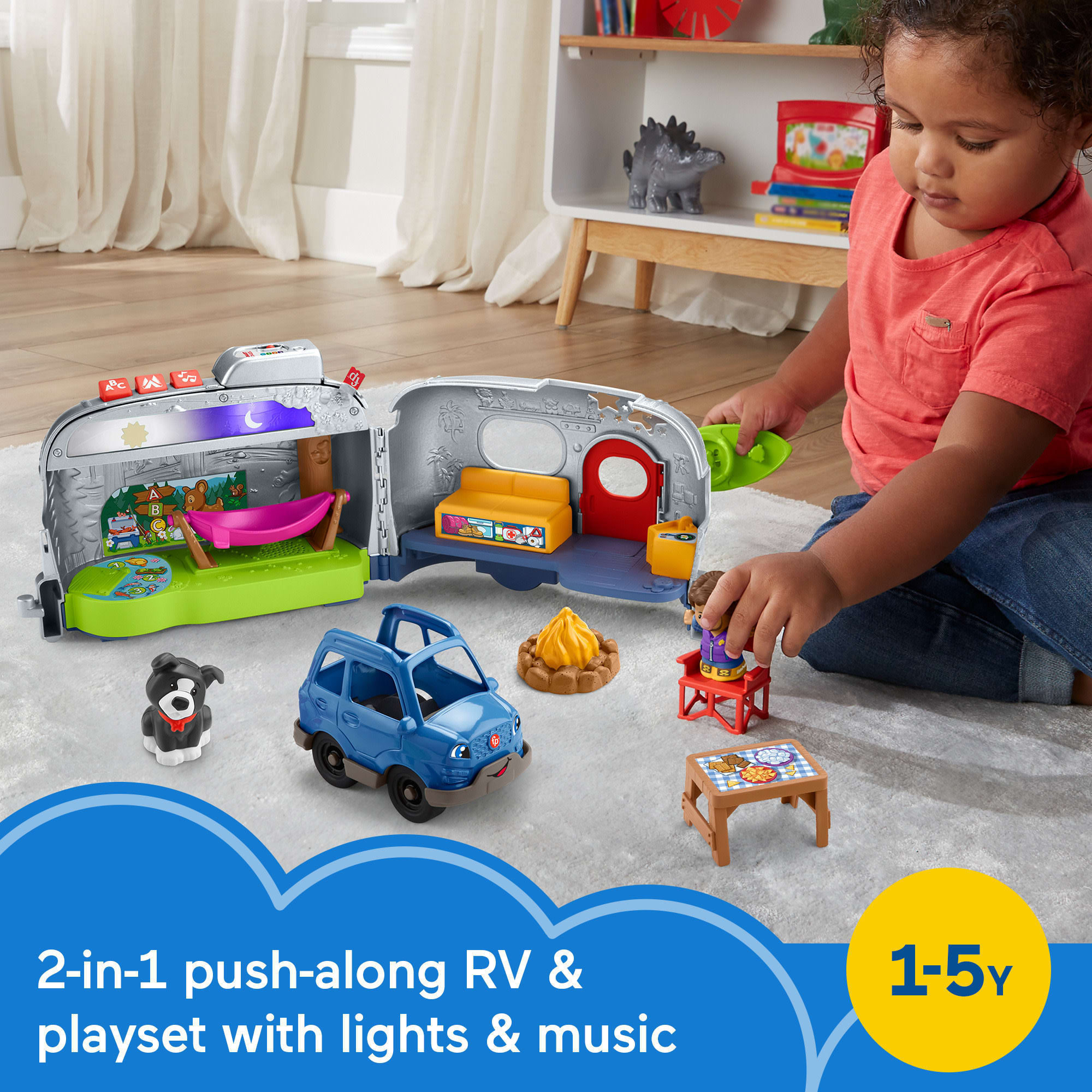 Fisher-Price Little People Light-Up Learning Camper Electronic Toy Rv For Toddlers. 8 Pieces - Image 2