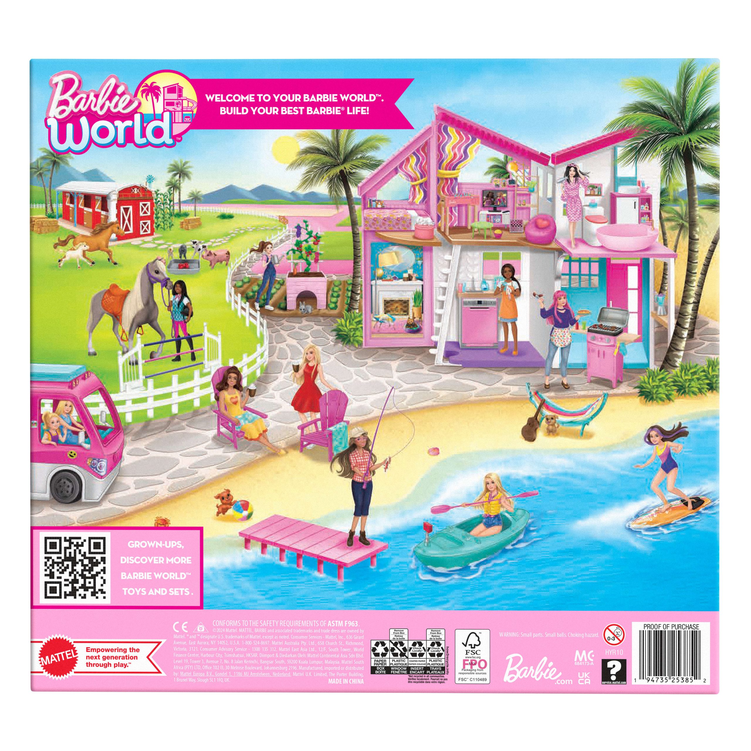 Barbie World Game Room Set With 19 Dollhouse Accessories Including Furniture. Foosball Table & Pets - Image 6
