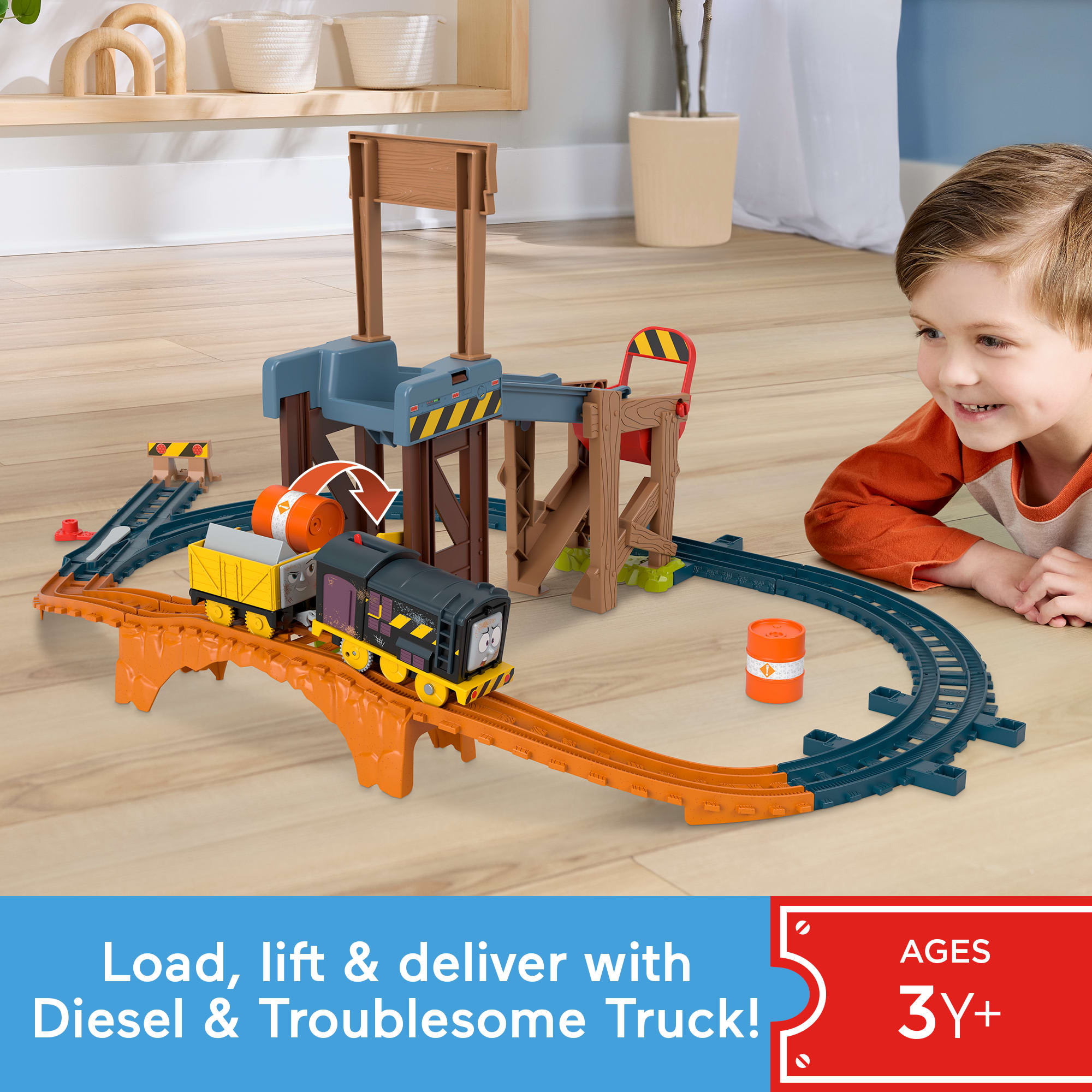 Thomas & Friends Diesel's Lift & Load Construction Set. Motorized Toy Train With Track & Cargo - Image 2