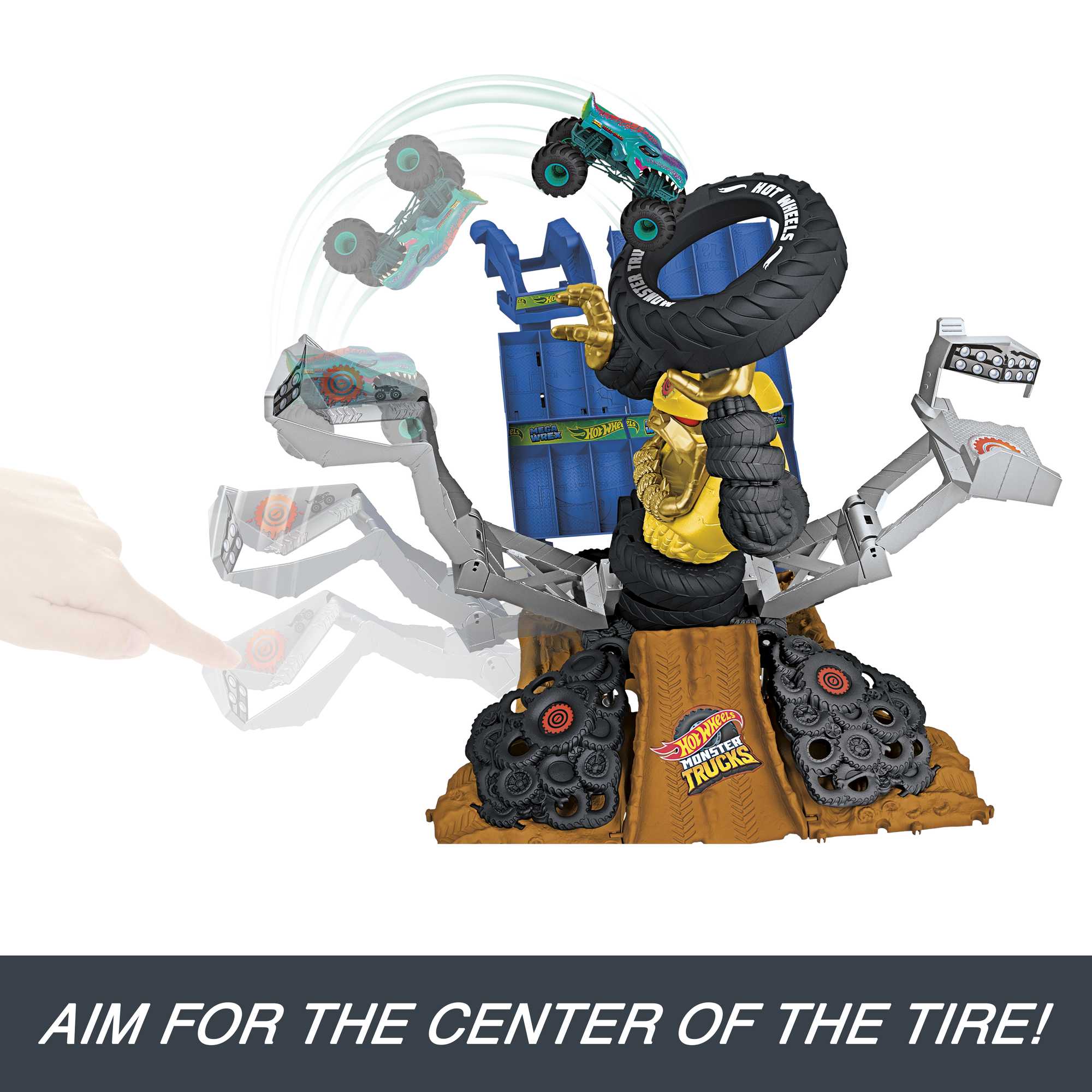 Hot Wheels Monster Trucks Arena Smashers MEGA-Wrex vs Crushzilla Takedown Playset - Image 3