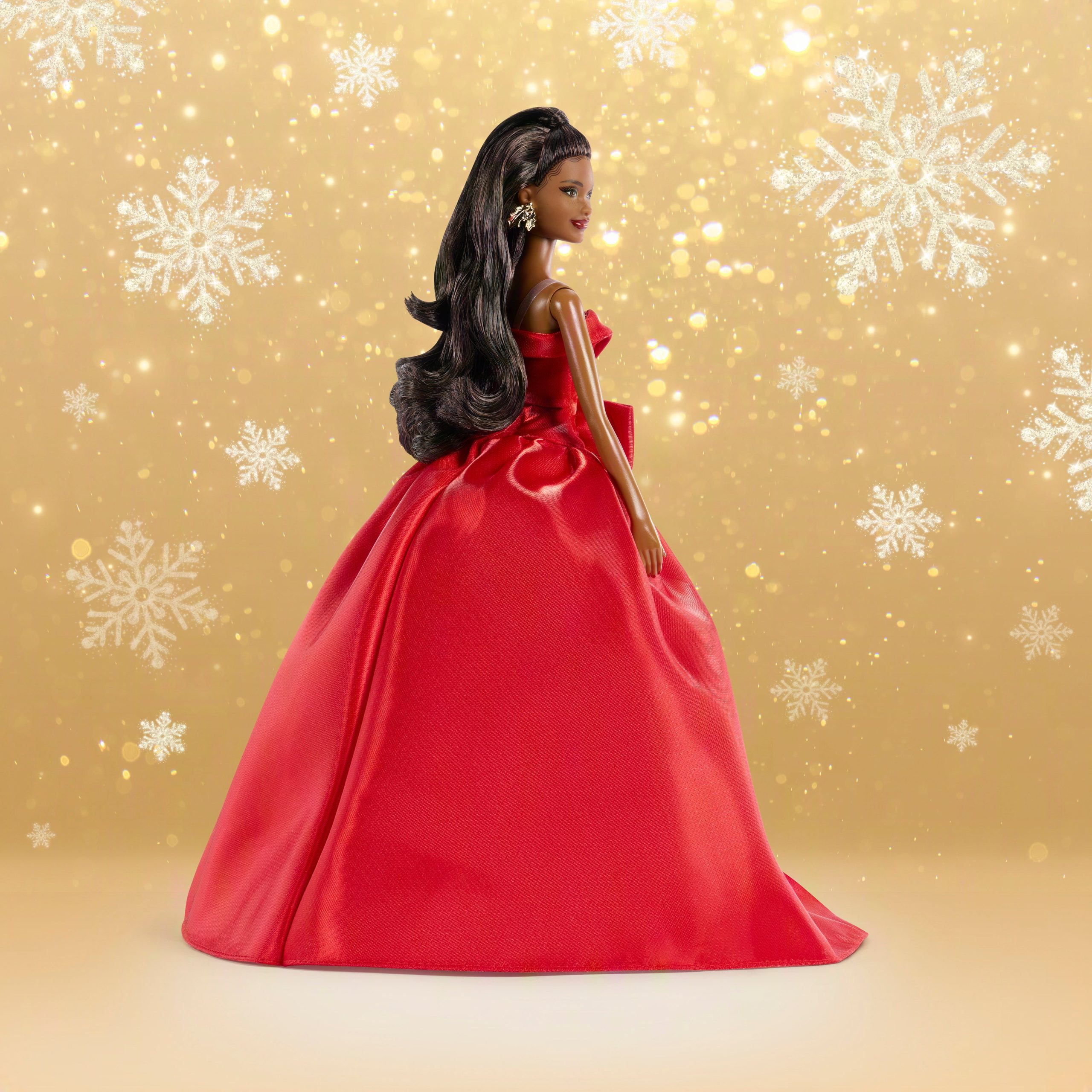 Barbie Signature 2026 Holiday Barbie Fashion Doll. Seasonal Collector. Black Hair With Red Gown With Bow Detail - Image 5