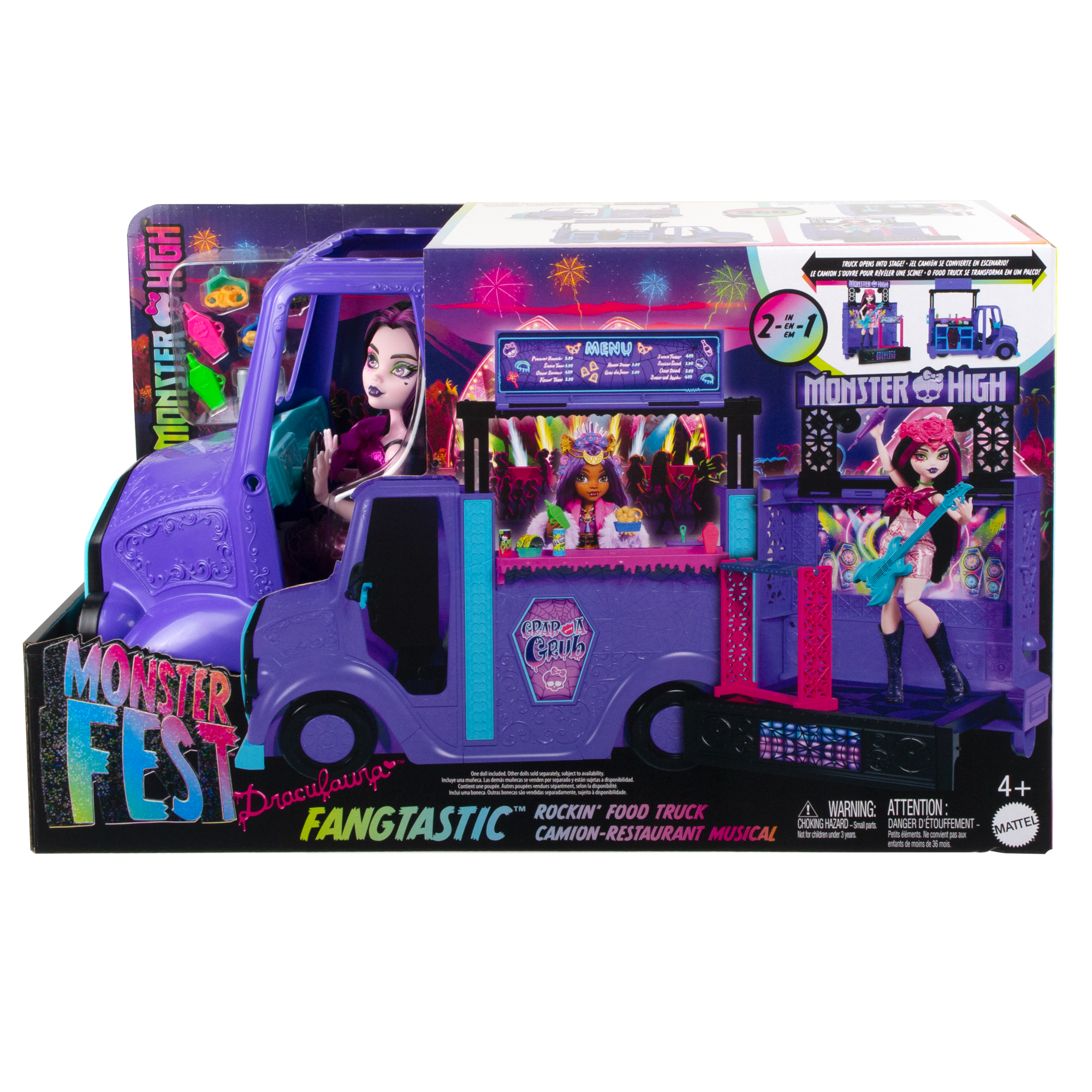 Monster High Draculaura Doll And Fangtastic Rockin' Food Truck Playset With 13+ Themed Accessoriescessories - Image 6
