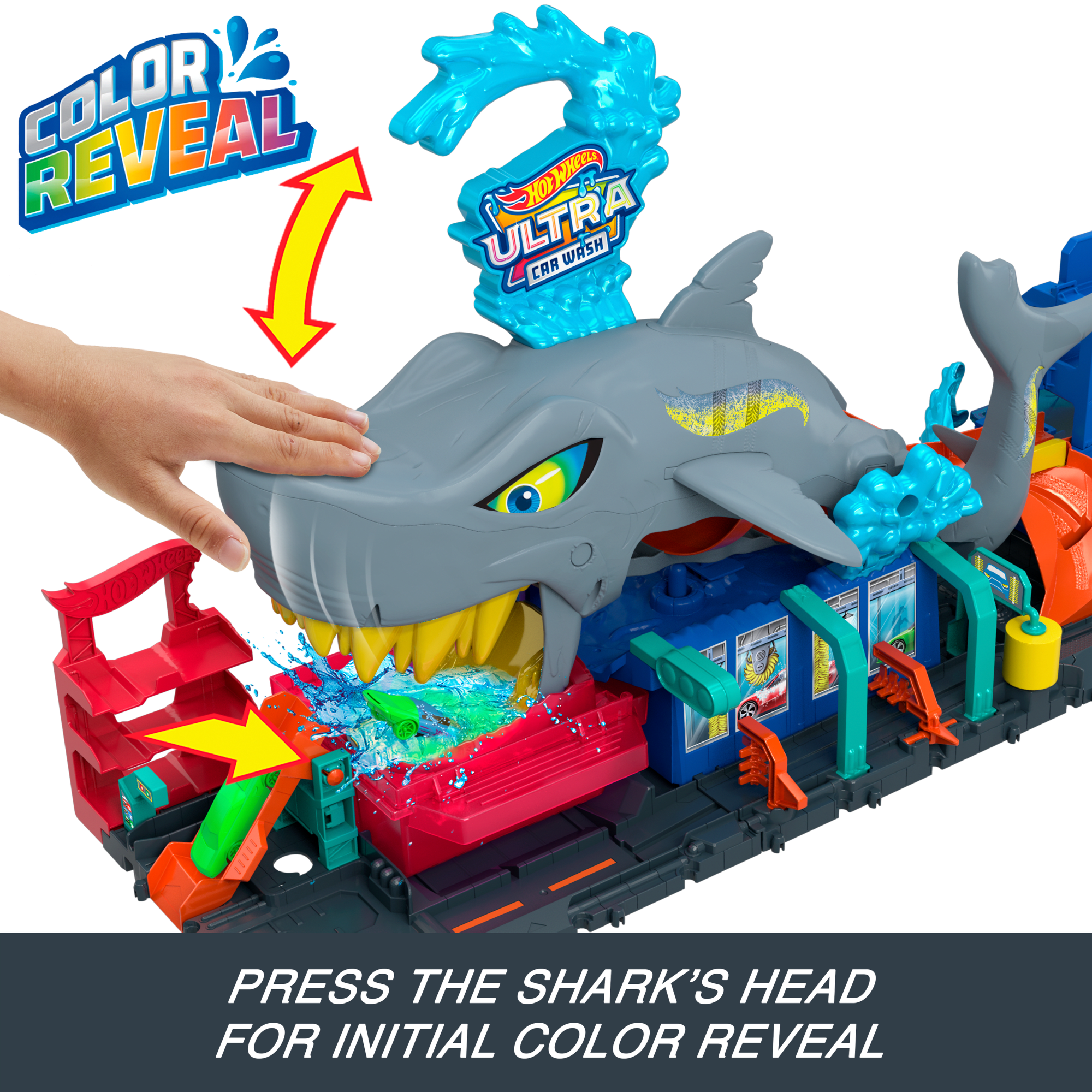 Hot Wheels City Ultra Shark Car Wash With Color Reveal Toy Car in 1:64 Scale - Image 3
