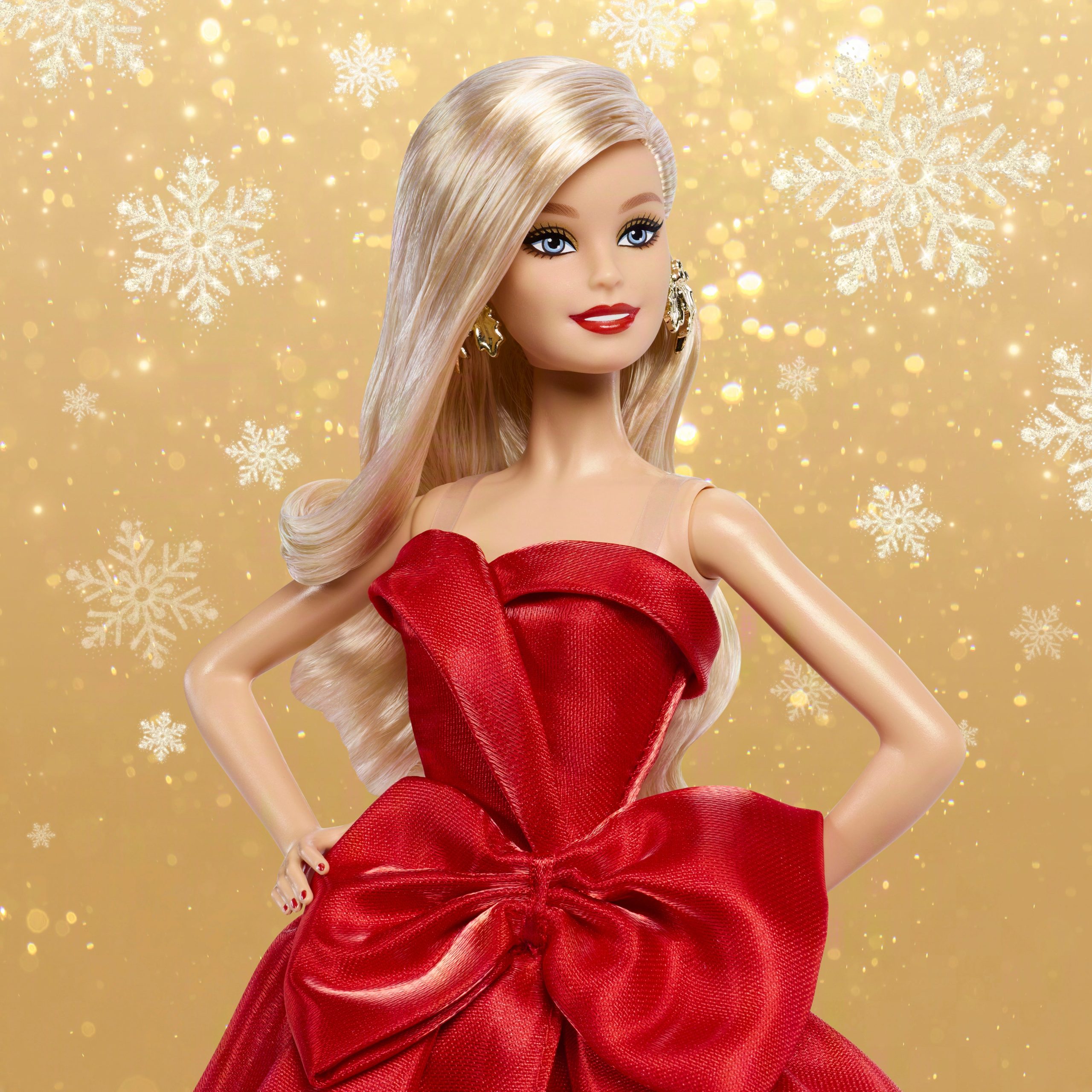 Barbie Signature 2026 Holiday Barbie Fashion Doll. Seasonal Collector. Blonde With Red Gown With Bow Detail - Image 3