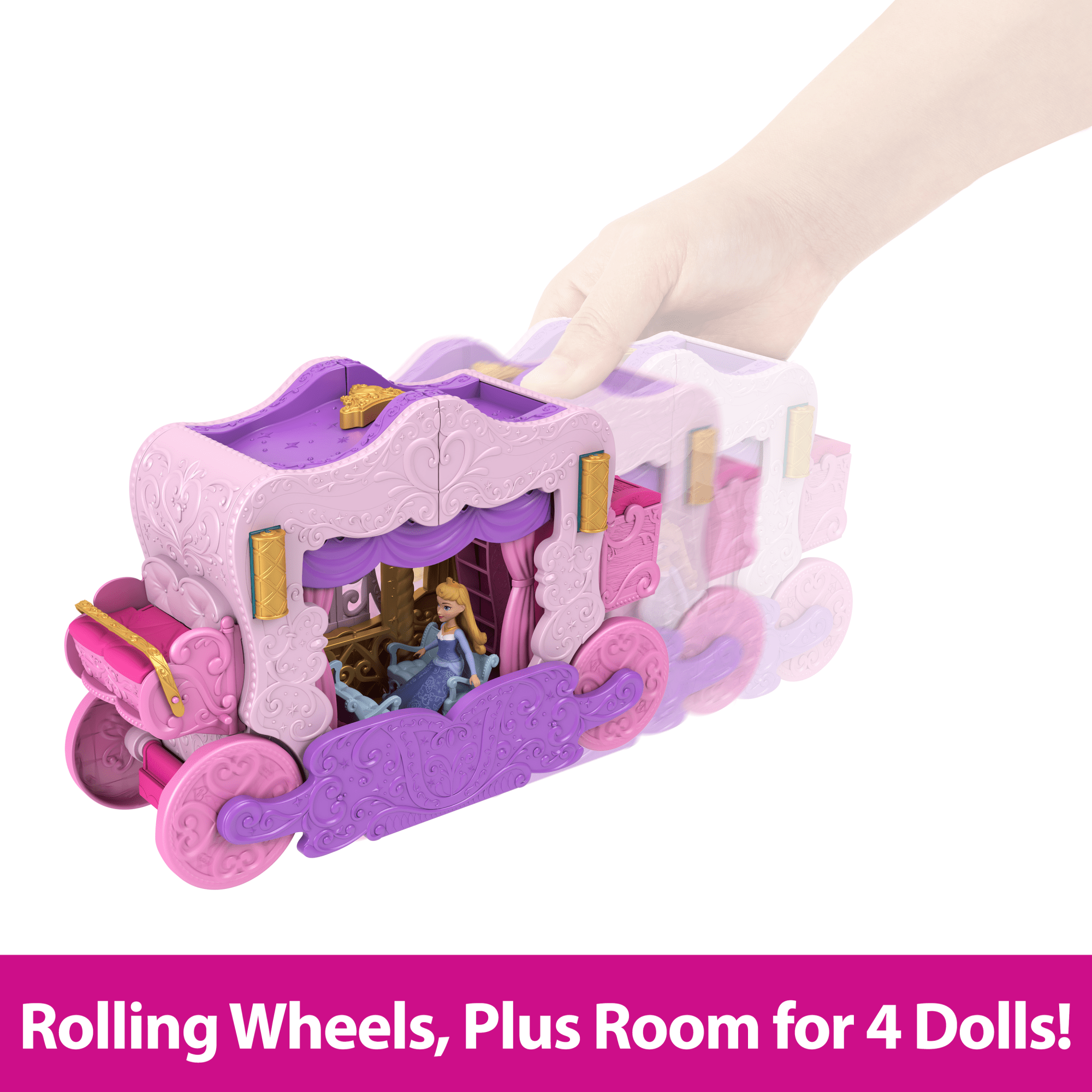 Disney Princess Carriage To Castle Transforming Playset With Aurora Small Doll. 4 Figures & 3 Levels - Image 4
