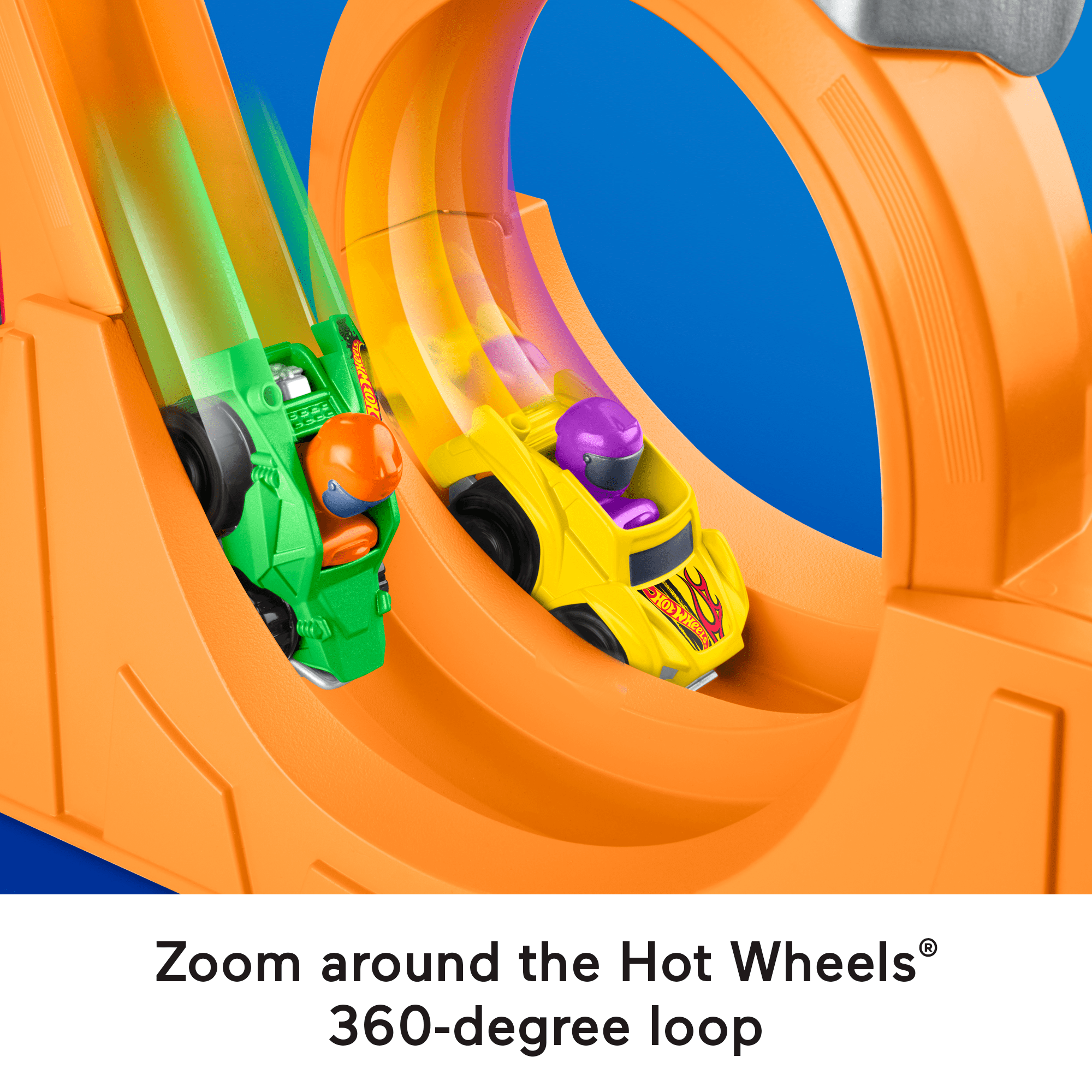 Little People Hot Wheels Spiral Stunt Speedway Toddler Race Track Playset. 2 Toy Cars - Image 5