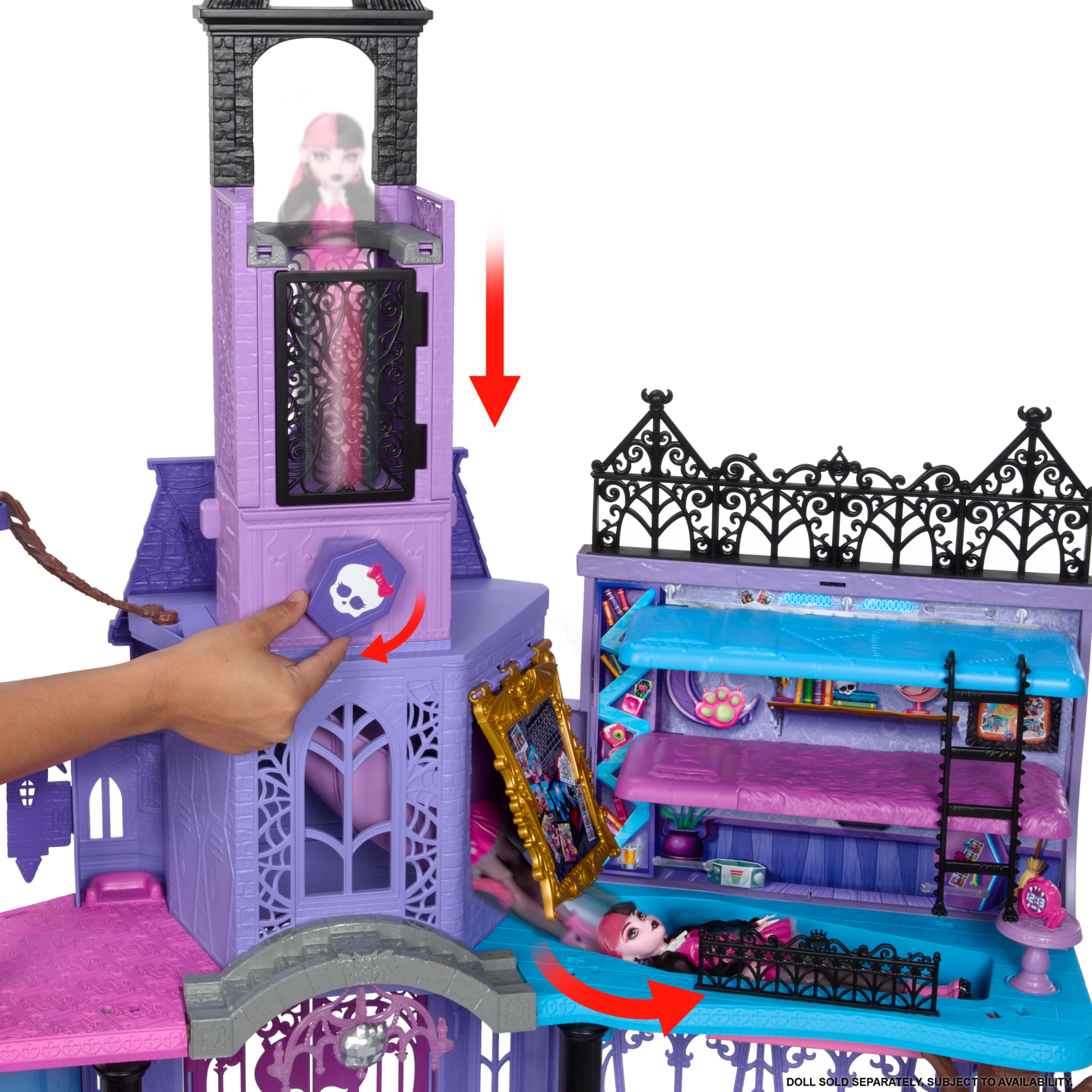 Monster High Haunted High School Doll House With 35+ Pieces Of Furniture And Accessories - Image 3