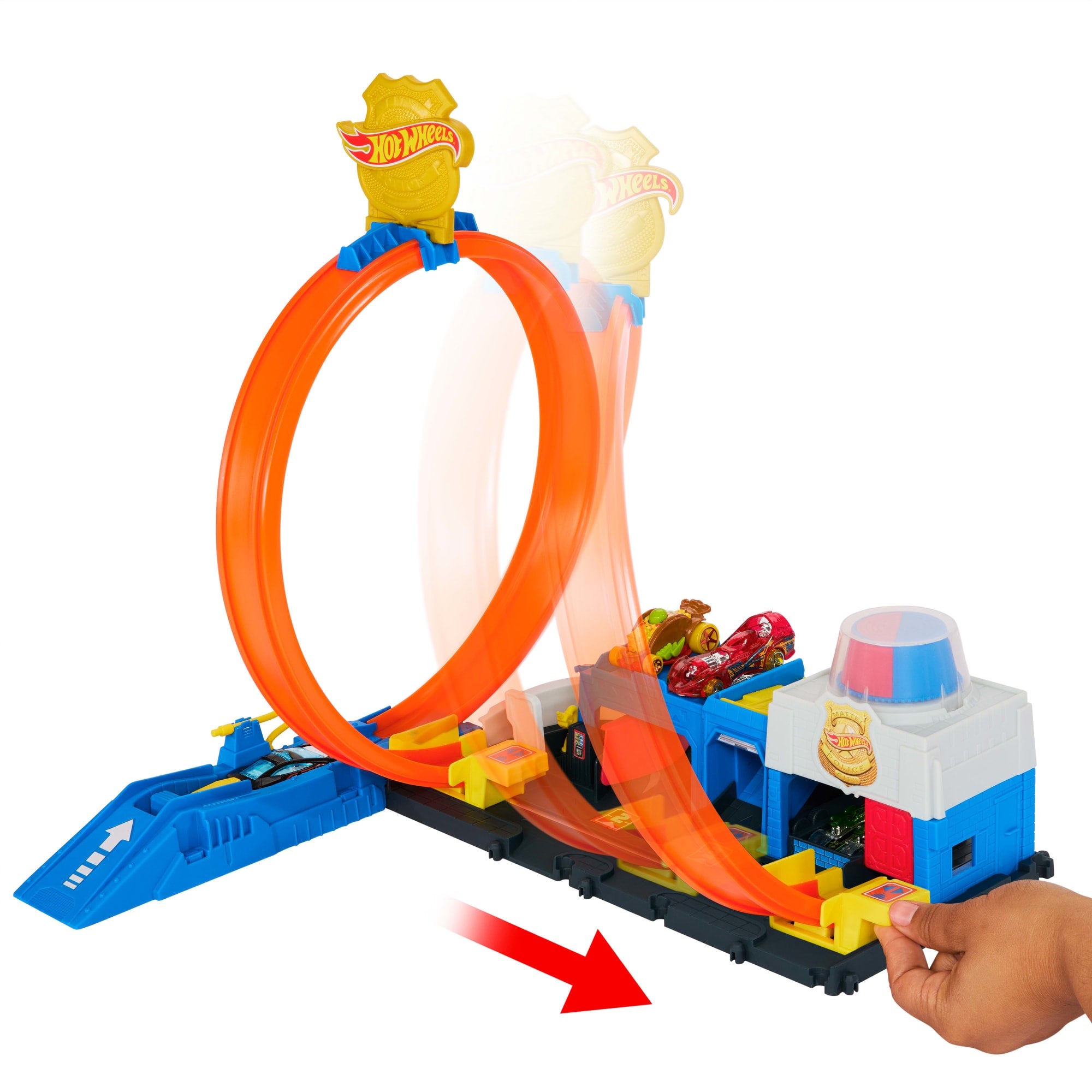 Hot Wheels City Super Police Station Playset With 1:64 Scale Police Toy Car & Adjustable Track Loop - Image 3