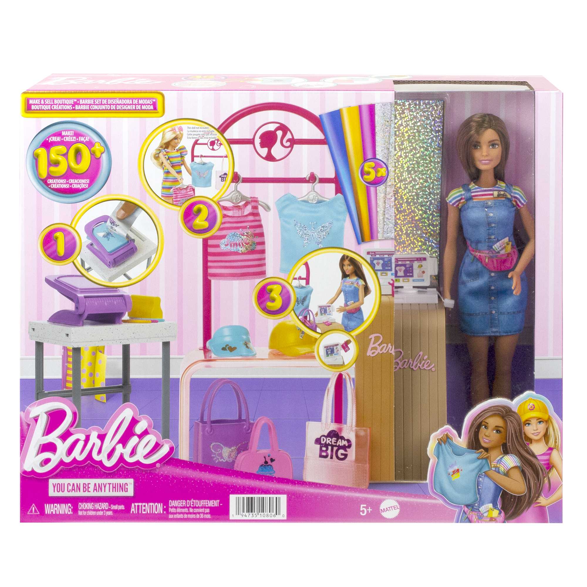 Barbie Coffret de Jeu Boutique Créations. Poupée Brunette. Access. - Image 6