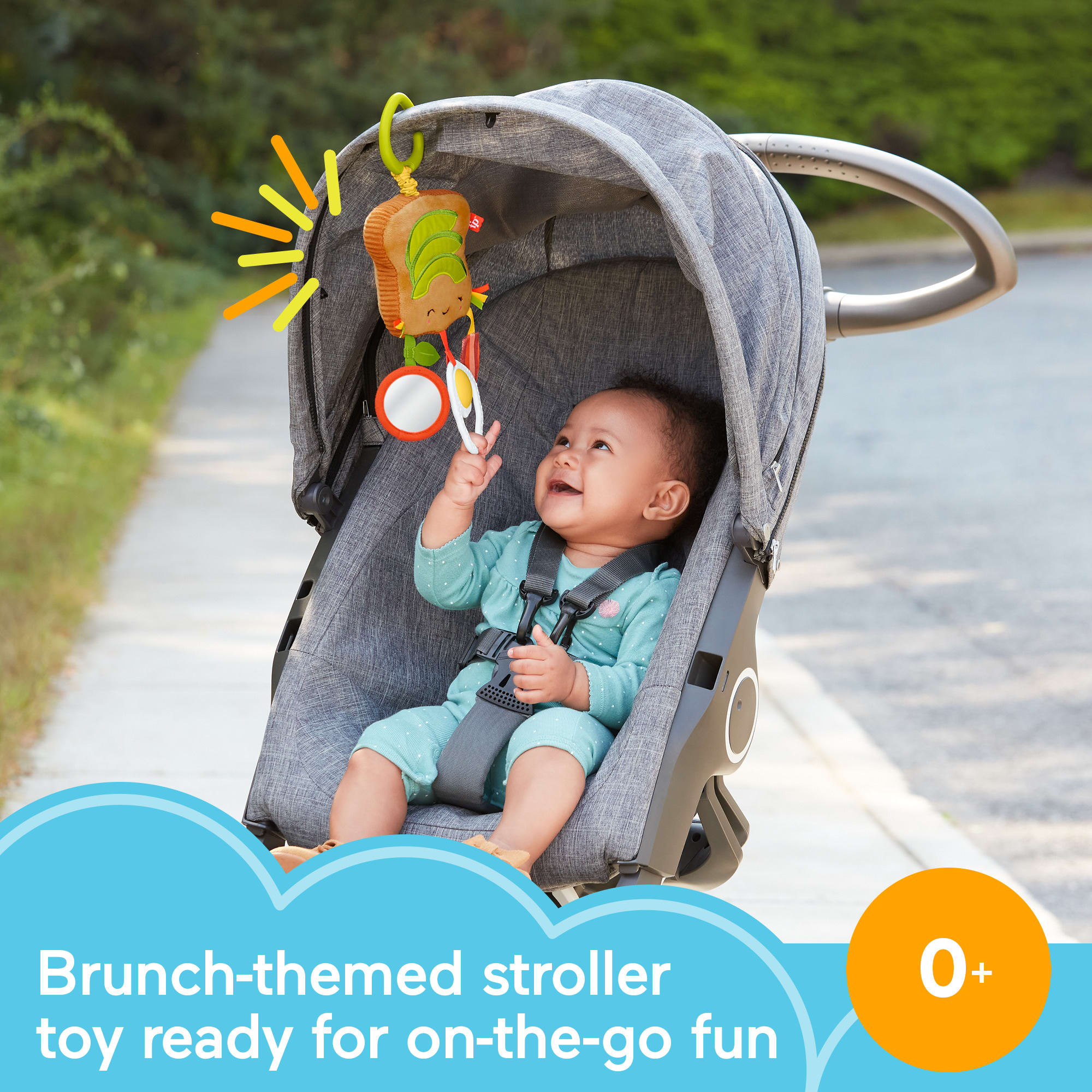 Fisher-Price Brunch & Go Avocado Toast infant Stroller Toy - Image 2