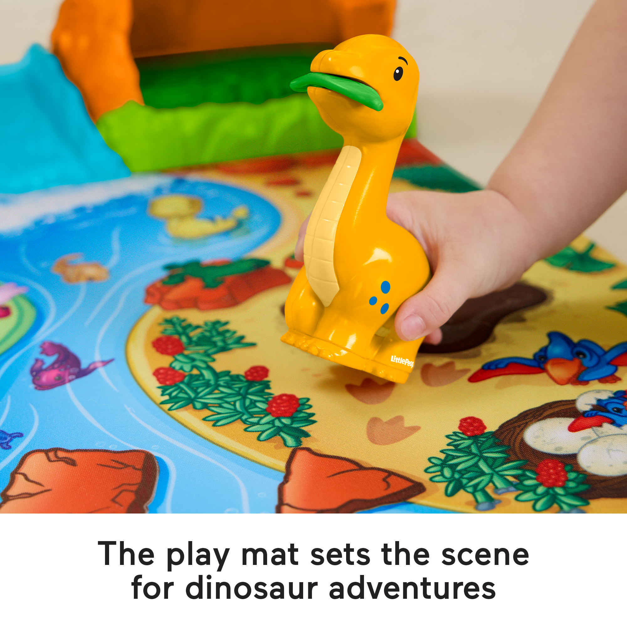 Fisher-Price Little People Dinosaur Village & Play Mat Toddler Playset. 3 Toy Figures - Image 3