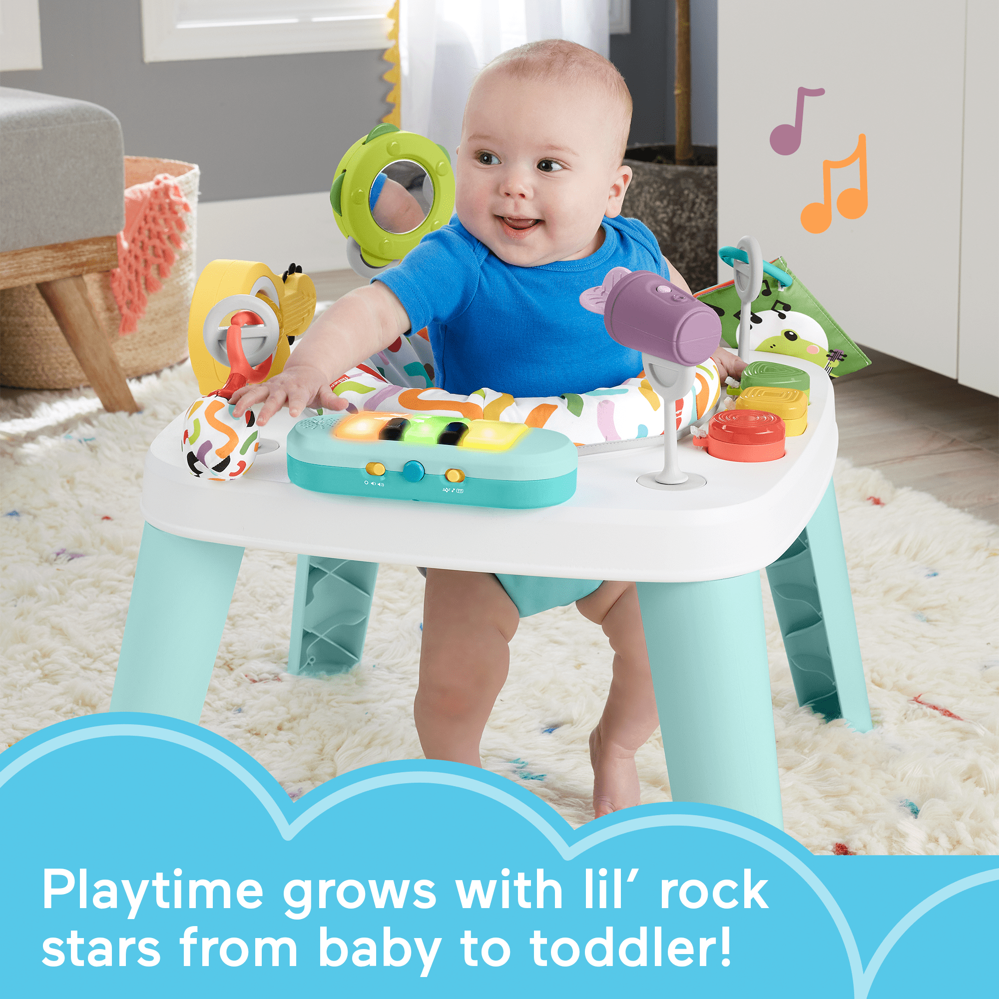 Fisher-Price 3-in-1 Hit Wonder Baby Activity Center & Toddler Play Table With Music & Lights - Image 2