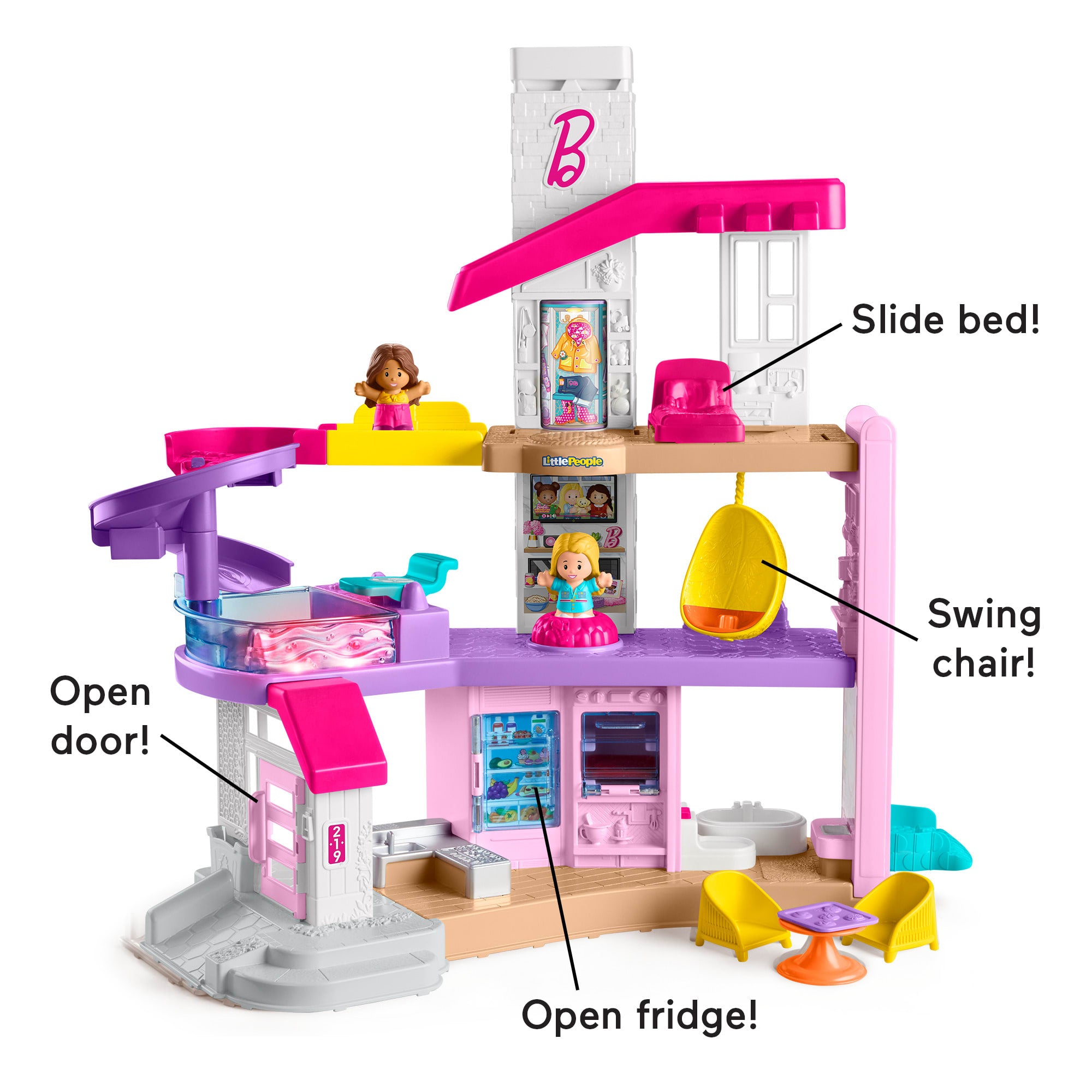 Fisher-Price Little People Barbie Little Dreamhouse Toddler Playset With Music & Lights. 7 Pieces - Image 5