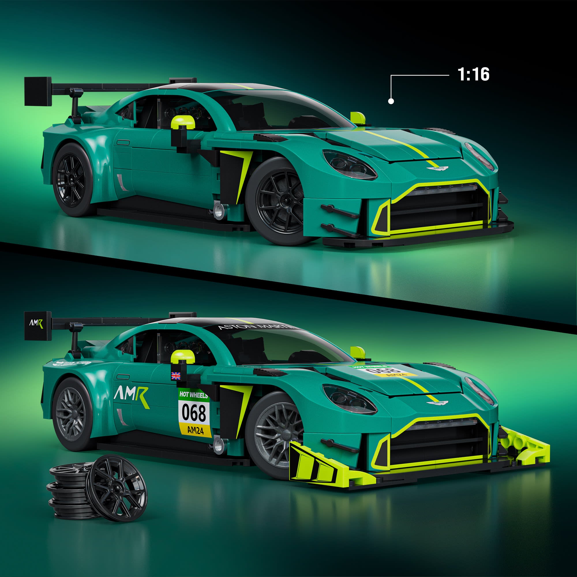 Mattel Brick Shop Hot Wheels '24 Aston Martin Vantage GT3 Building Set - Image 3
