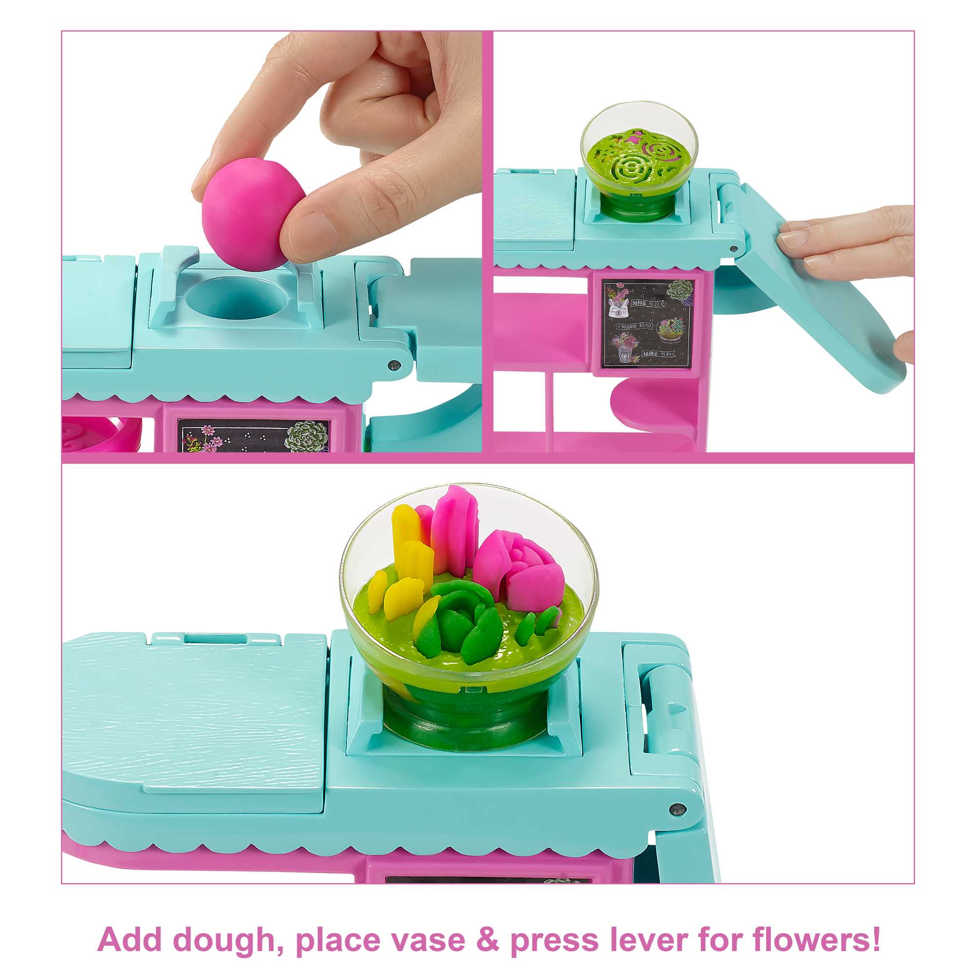 Barbie Florist Playset With Brunette Barbie Doll. Dough. Vases & More. Ages 3 & Up - Image 3