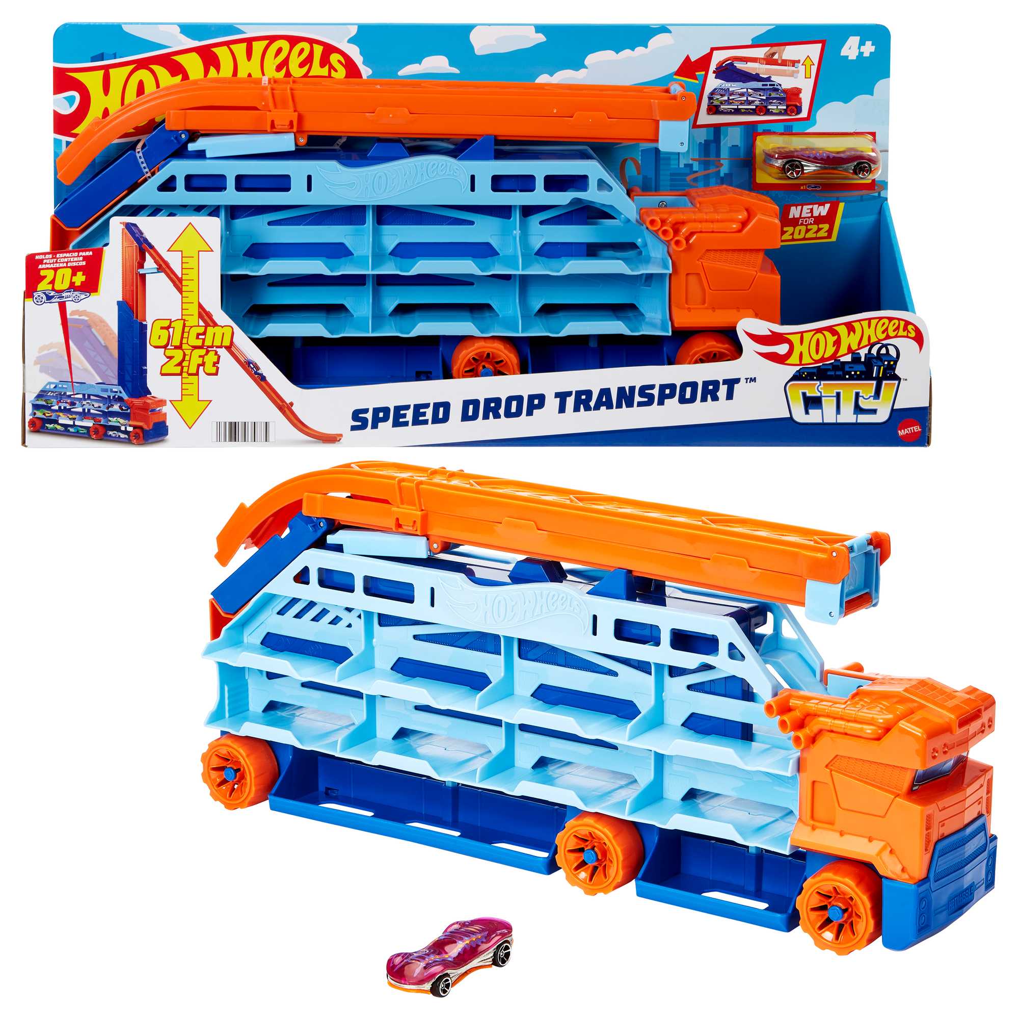 Hot Wheels City Speed Drop Transport Hauler. includes 1 Car - Image 5
