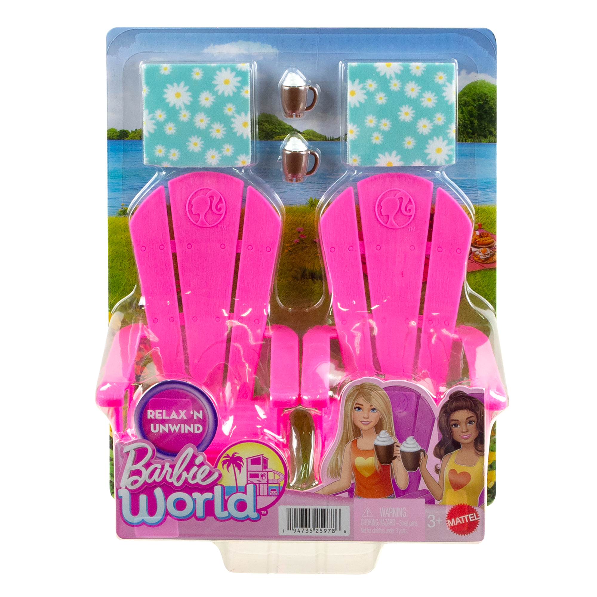 Barbie World Pink Chair Playset With 6 Accessories Including Furniture. Blankets. & Mugs - Image 5