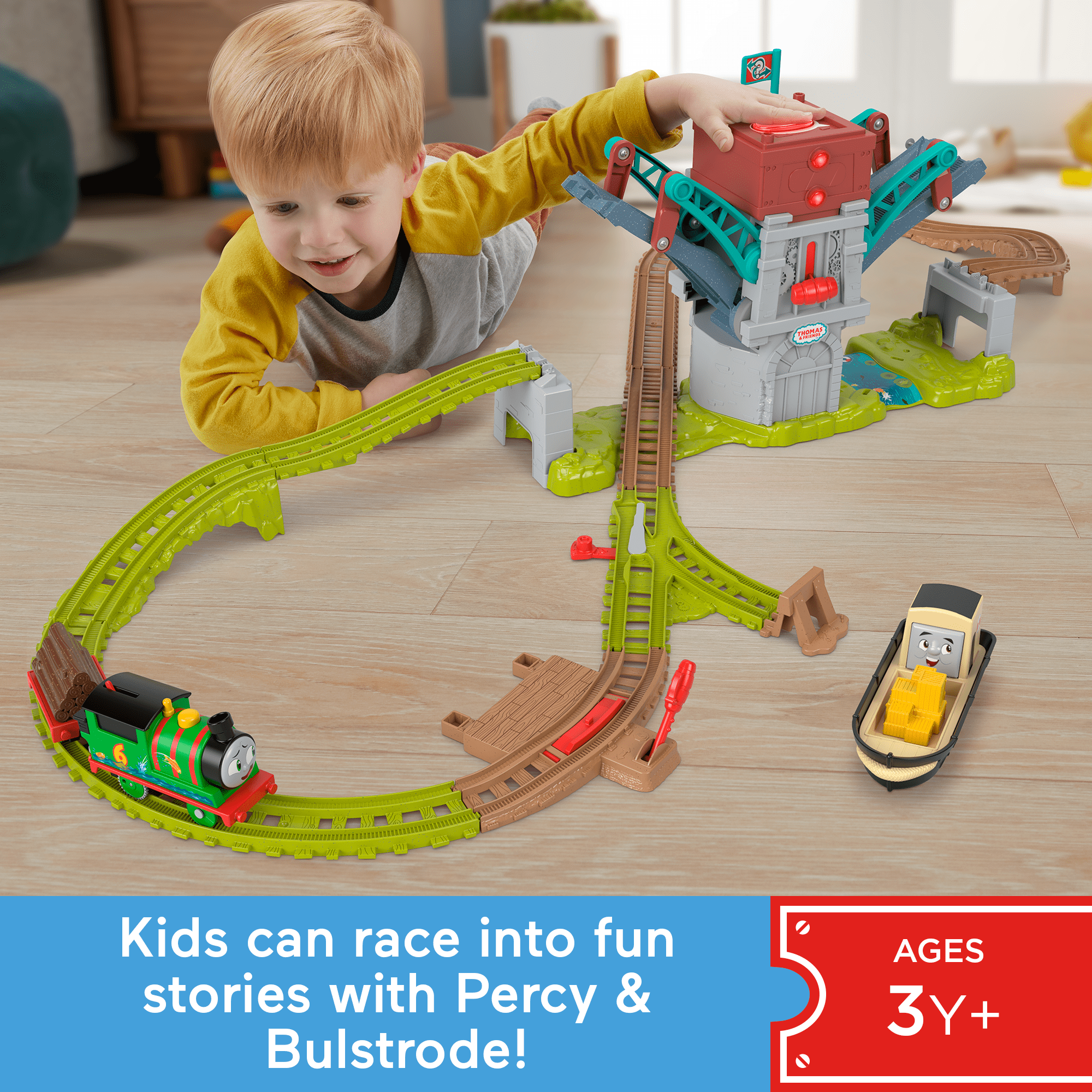 Thomas & Friends Talking Bulstrode & Which-Way Bridge Toy Train Set With Sounds & Percy Engine - Image 2