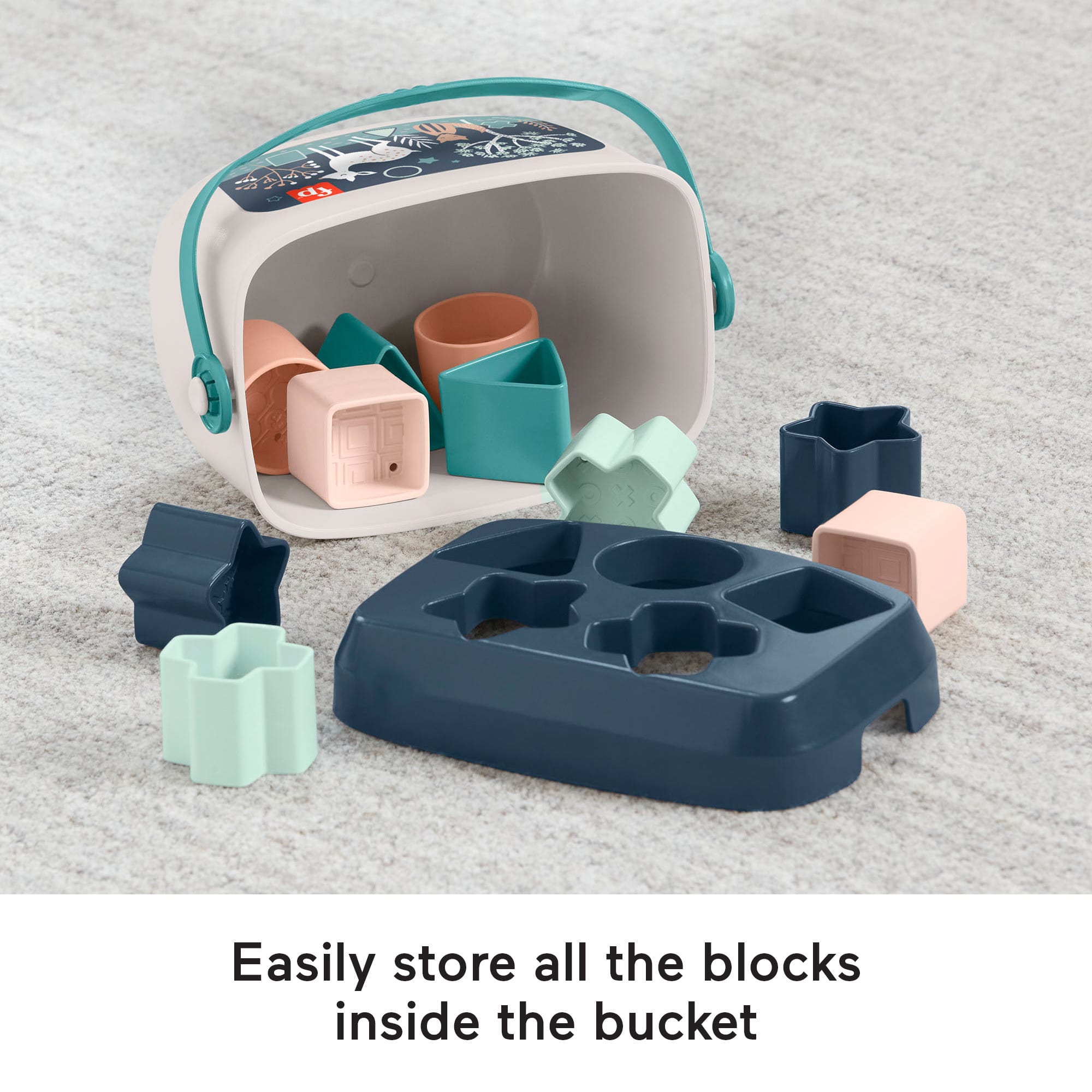 Fisher-Price Baby's First Blocks Infant Shape-Sorting Toy. Navy Fawn. Set Of 10 - Image 4