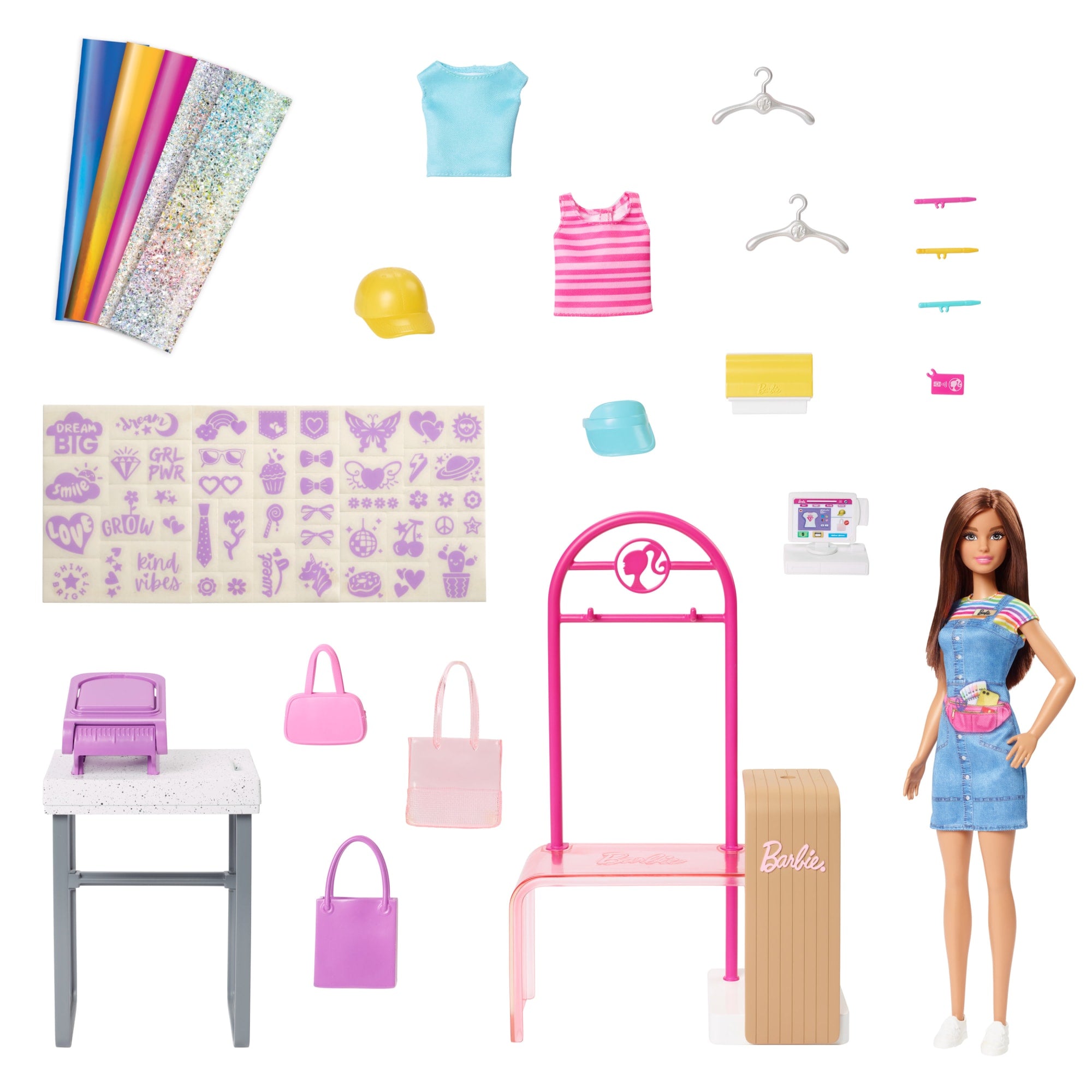 Barbie Coffret de Jeu Boutique Créations. Poupée Brunette. Access. - Image 5