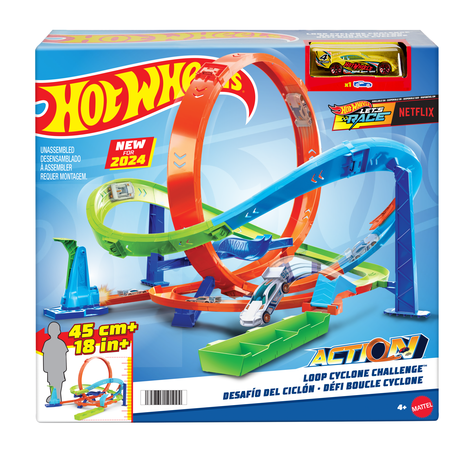 Hot Wheels Action Loop Cyclone Challenge Track Set With 1:64 Scale Toy Car. Easy Storage - Image 6