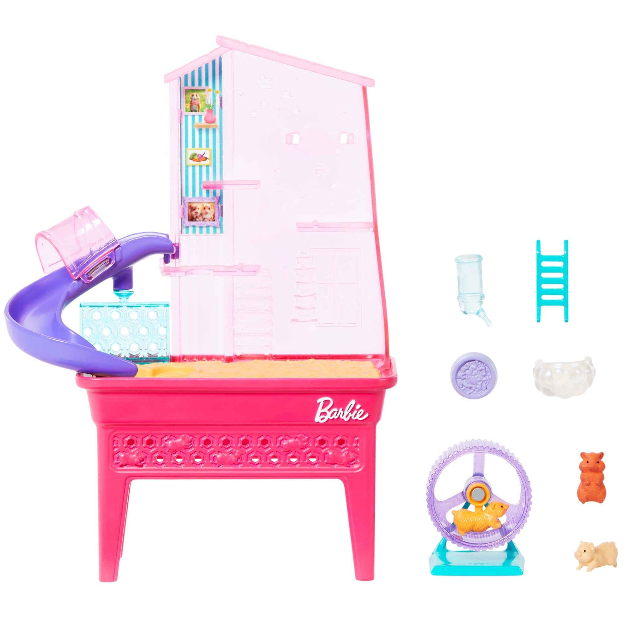Barbie World Hamster Pet Playground Playset With 9 Pieces including Wheel. Hamsters. & Food Accessories - Image 5