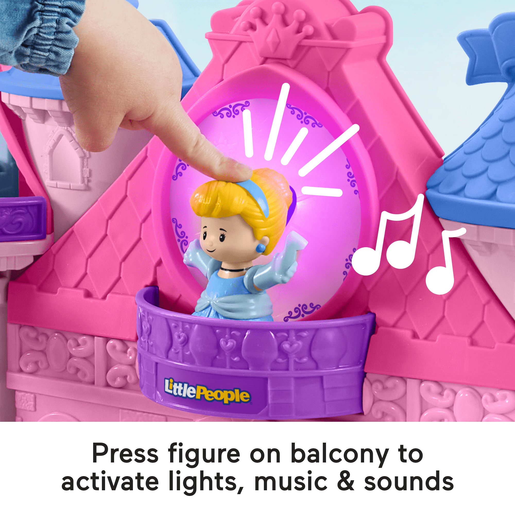 Fisher-Price Little People Disney Princess Magical Lights & Dancing Castle Playset. 2 Figures - Image 3