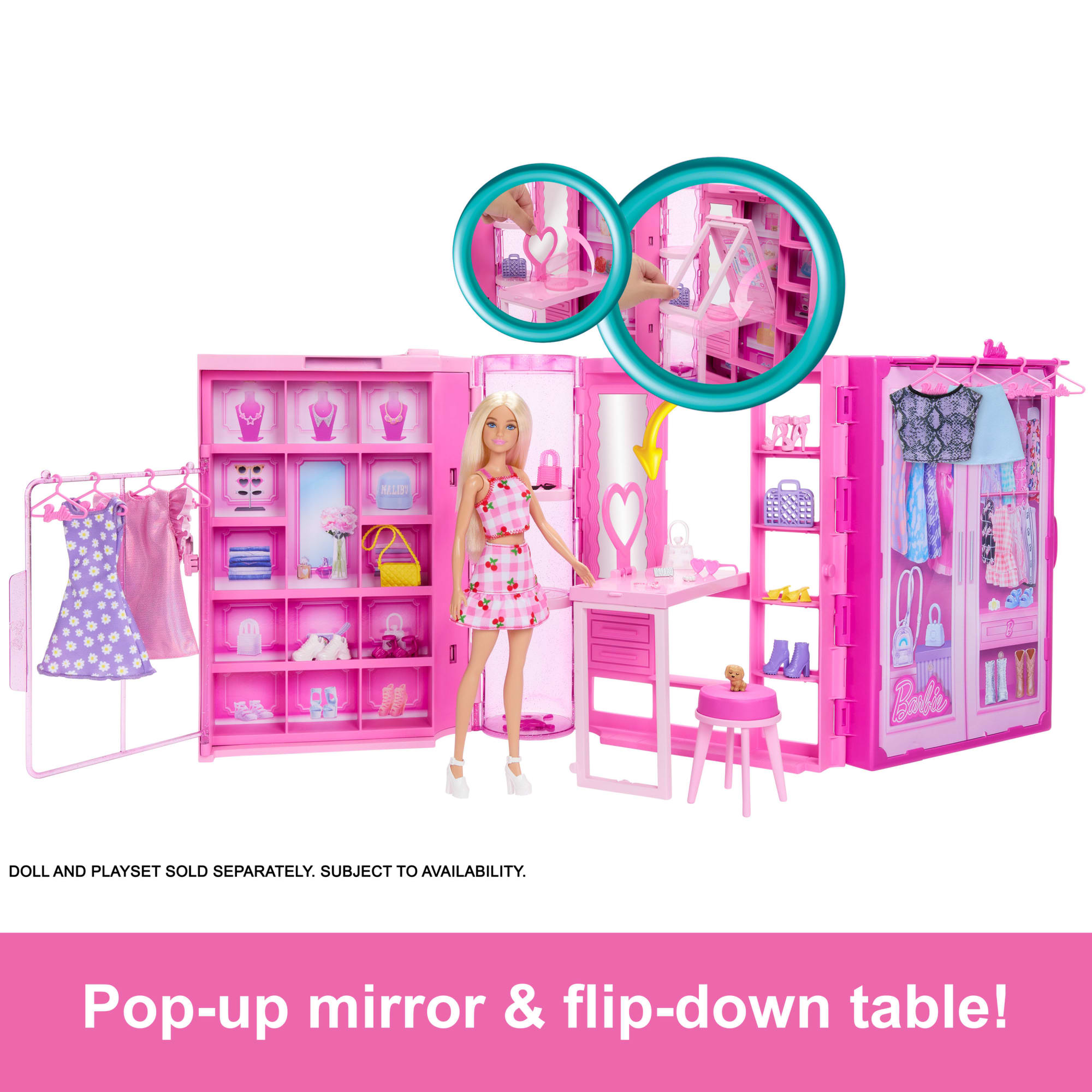 Barbie Dream Closet Toy Playset With Clothes & Accessories. 3-Ft-Wide With 25+ Pieces - Image 3