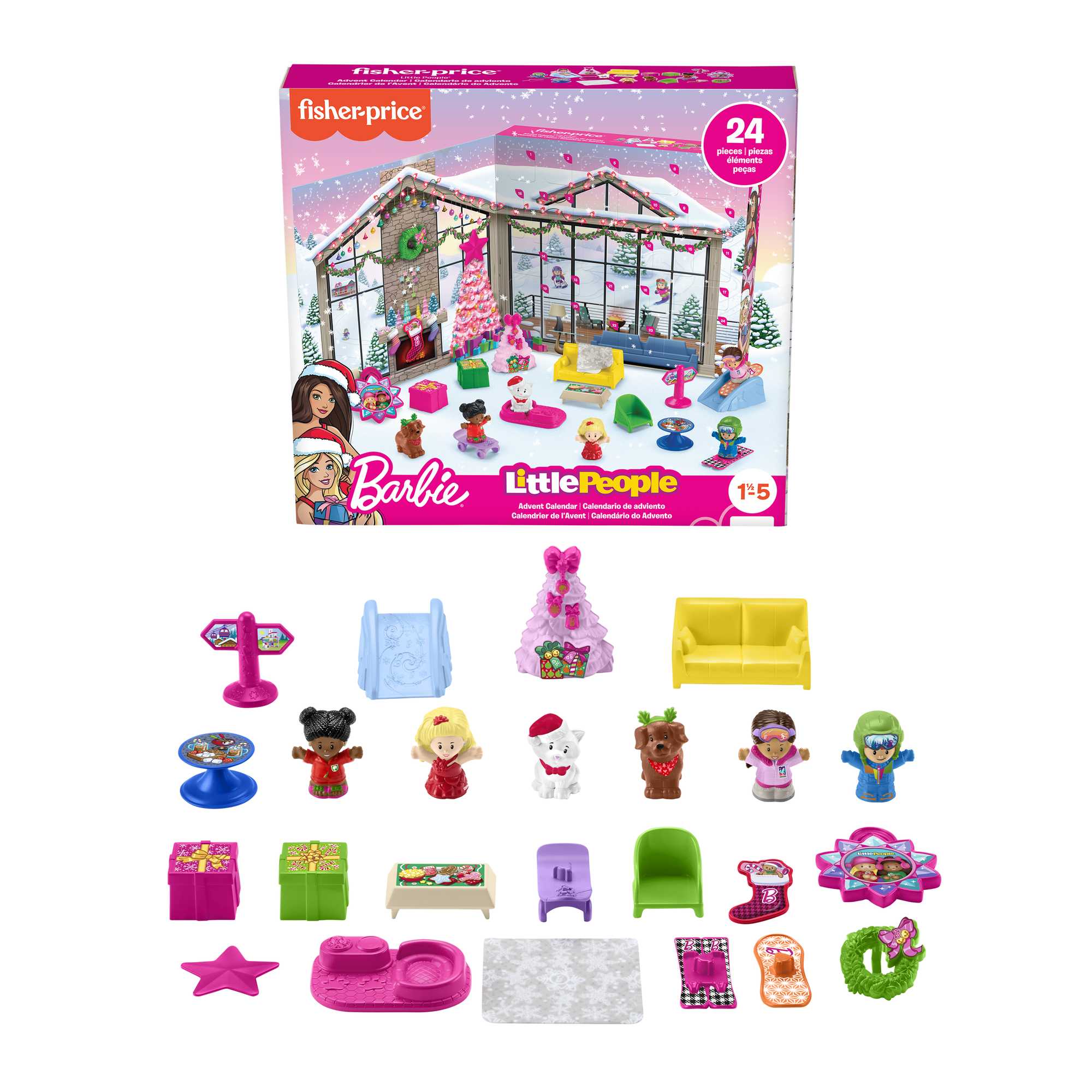 Fisher-Price Little People Barbie Advent Calendar Playset. Christmas Gift For Toddlers. 24 Toys
