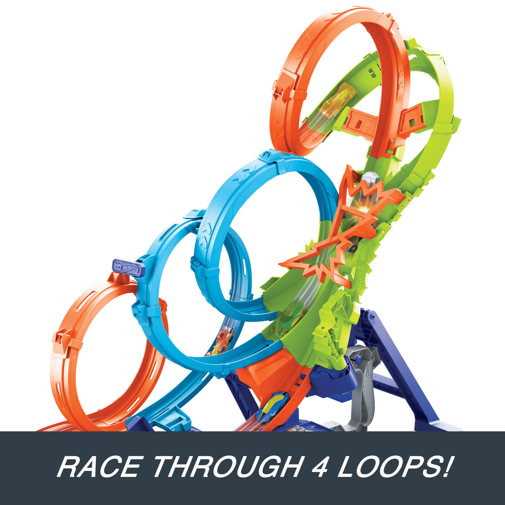 Hot Wheels Action 4-Loop Crash Out Track Set With Motorized Booster & 1:64 Scale Toy Car - Image 5