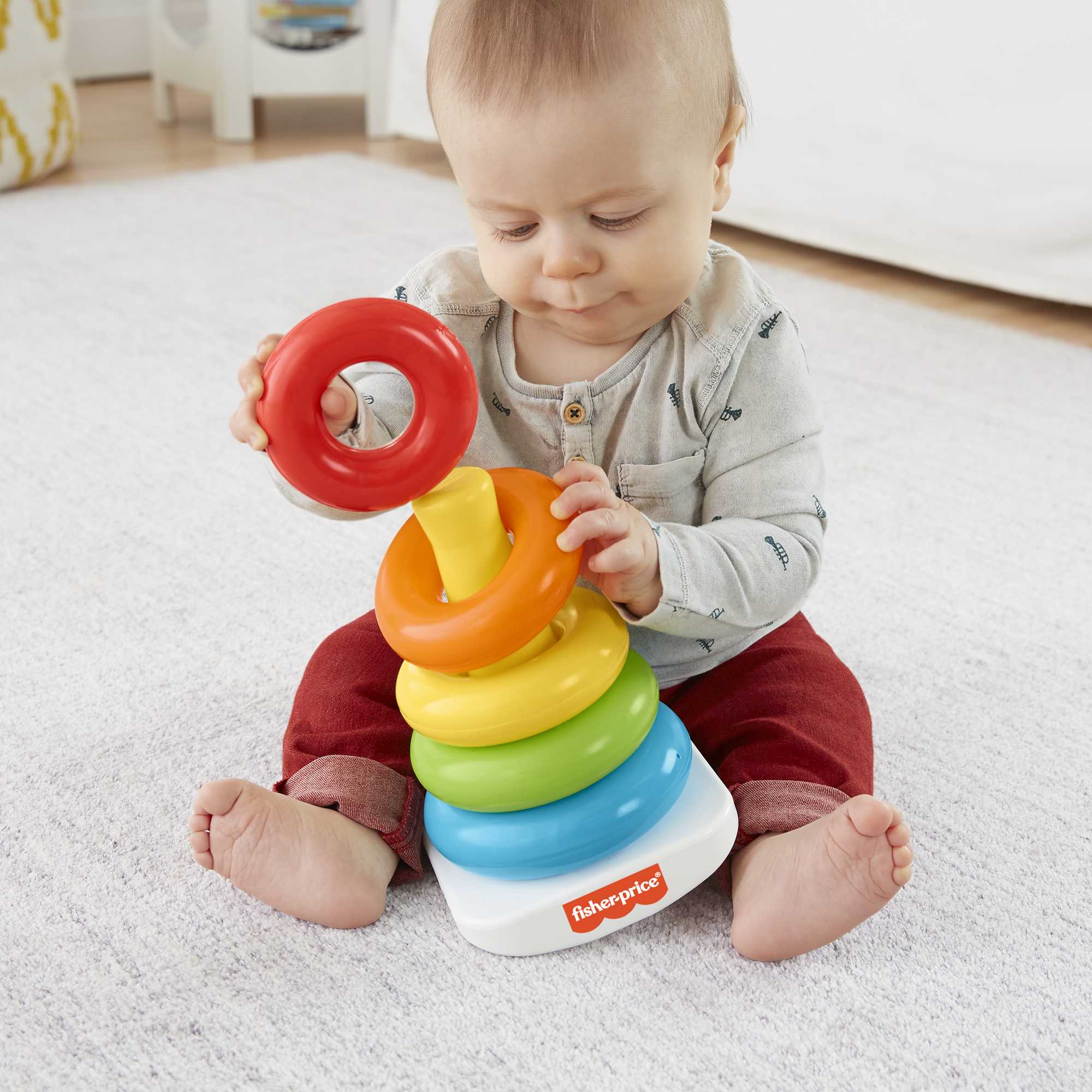 Fisher-Price Rock-A-Stack Ring Stacking Toy With Roly-Poly Base For Infants - Image 2