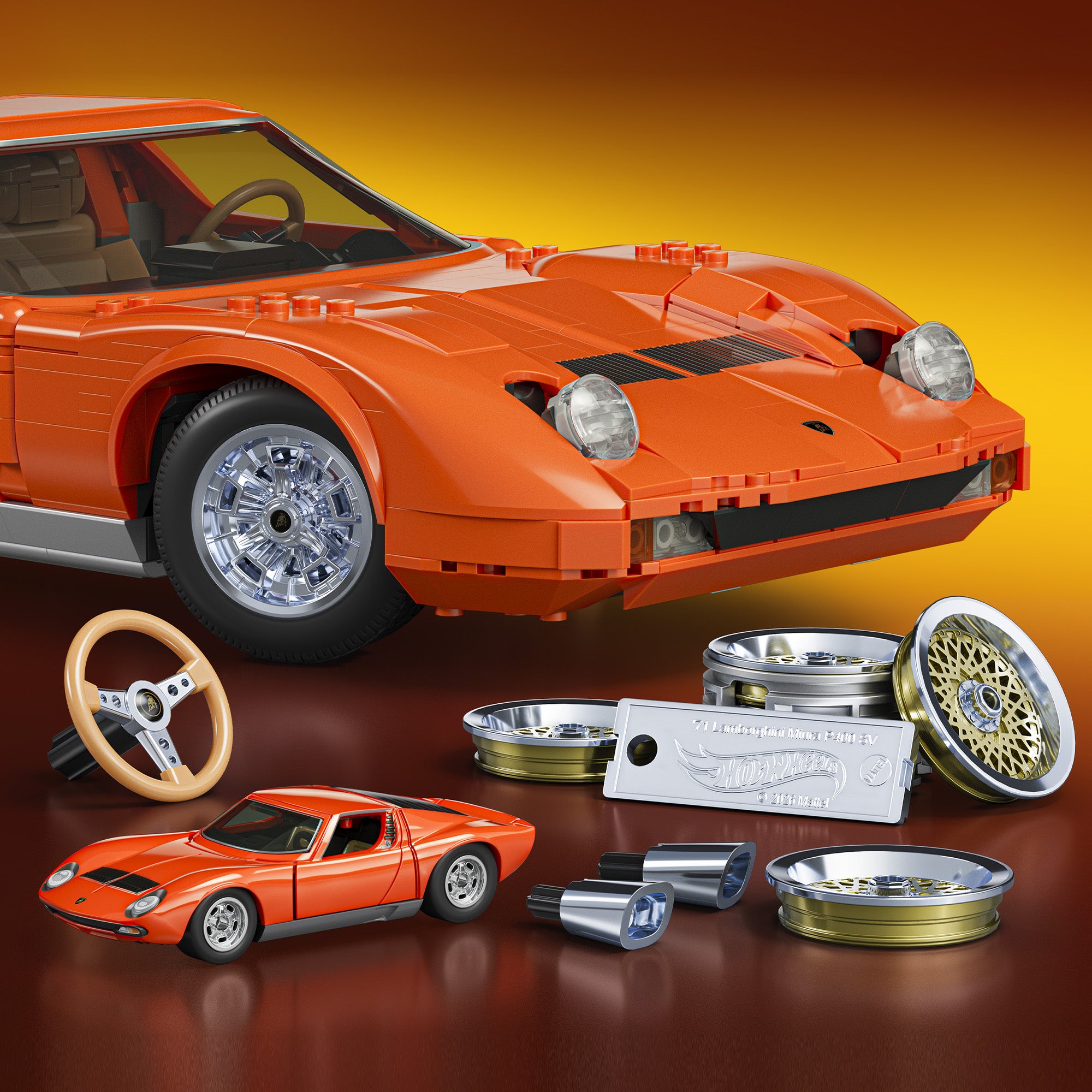 Mattel Brick Shop Hot Wheels Lamborghini Miura P400 SV Collectible Building Set - Image 7