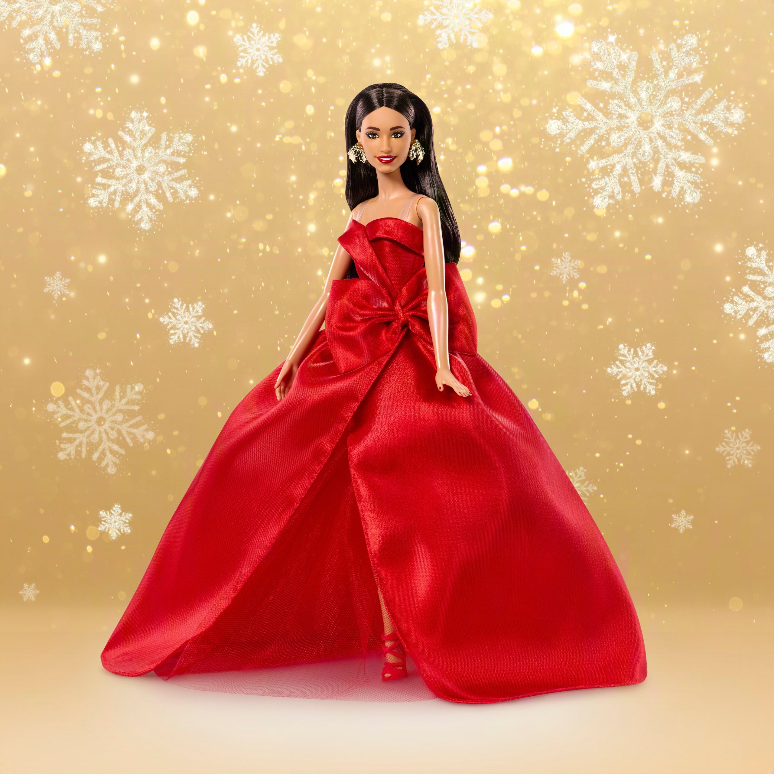Barbie Signature 2026 Holiday Barbie Fashion Doll. Seasonal Collector. Brown Hair With Red Gown With Bow Detail - Image 2