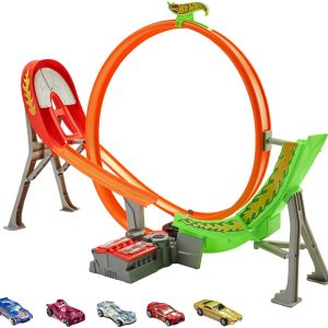 Hot Wheels Action Power Shift Motorized Raceway Track Set. Includes 5 Cars In 1:64 Scale
