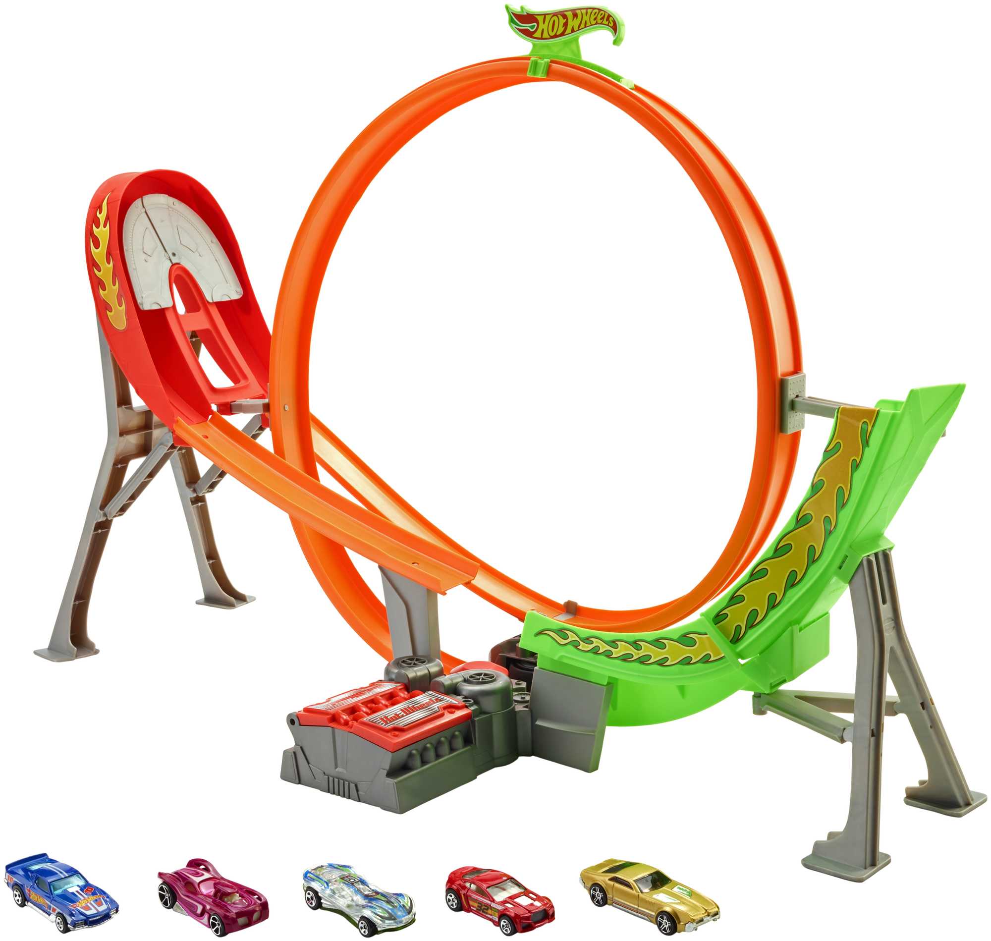Hot Wheels Action Power Shift Motorized Raceway Track Set. Includes 5 Cars In 1:64 Scale