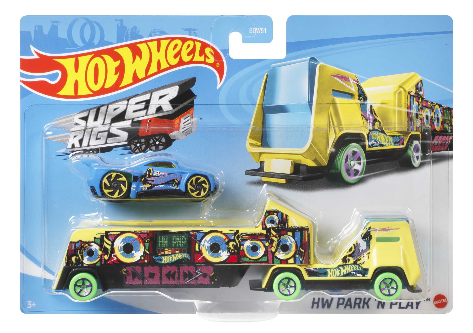 Hot Wheels Super Rigs. 1:64 Scale Toy Car And Matching Transporter. 2 Vehicles - Image 6