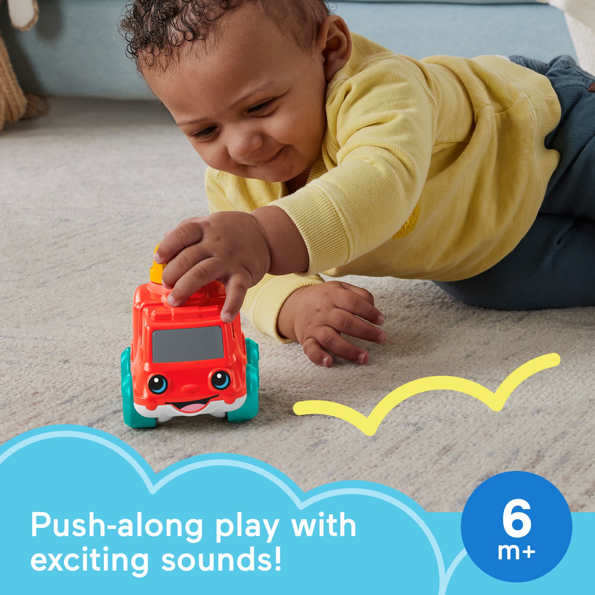 Fisher-Price Chime & Ride Fire Truck Push-Along Toy Vehicle For infants With Fine Motor Activities - Image 2