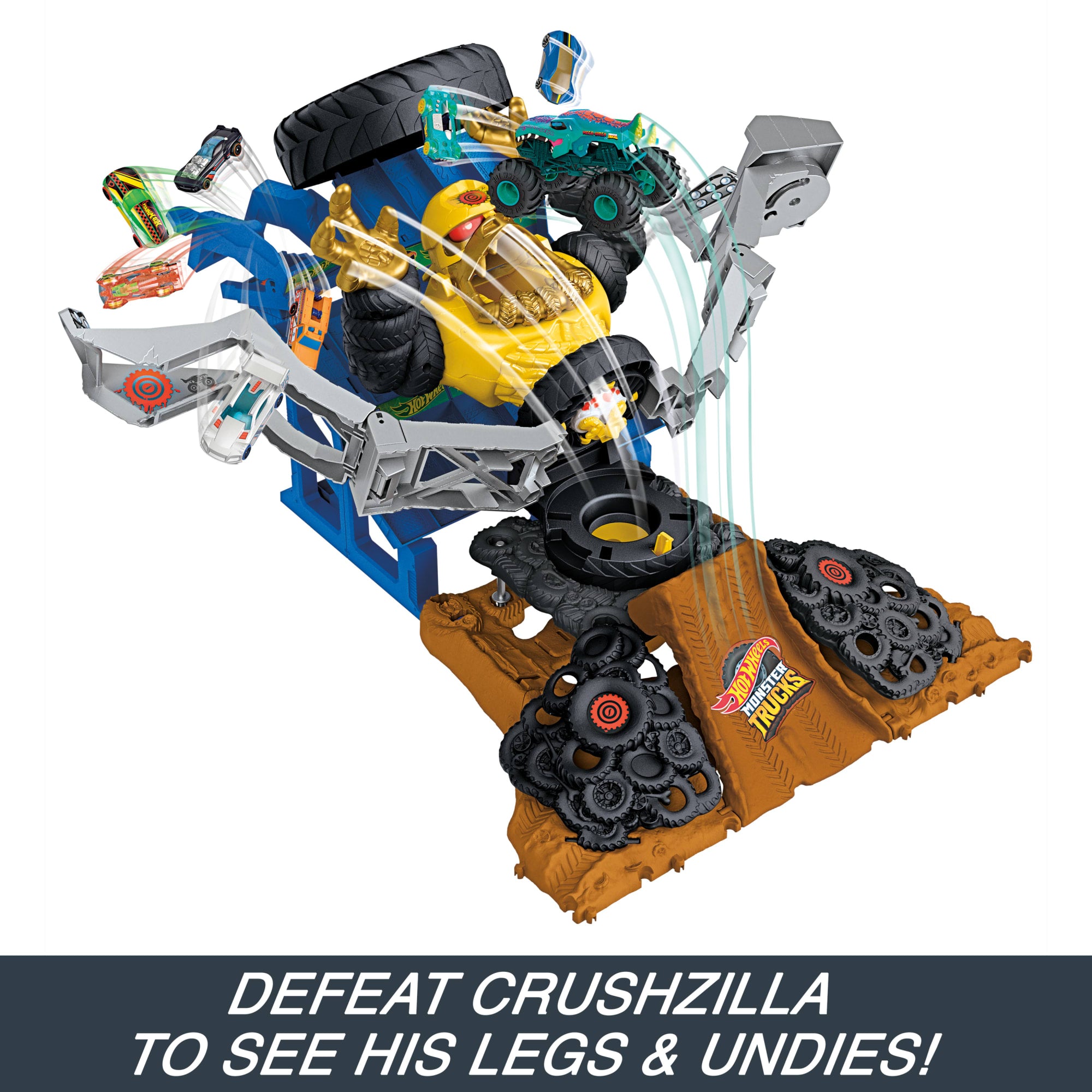 Hot Wheels Monster Trucks Arena Smashers MEGA-Wrex vs Crushzilla Takedown Playset - Image 4