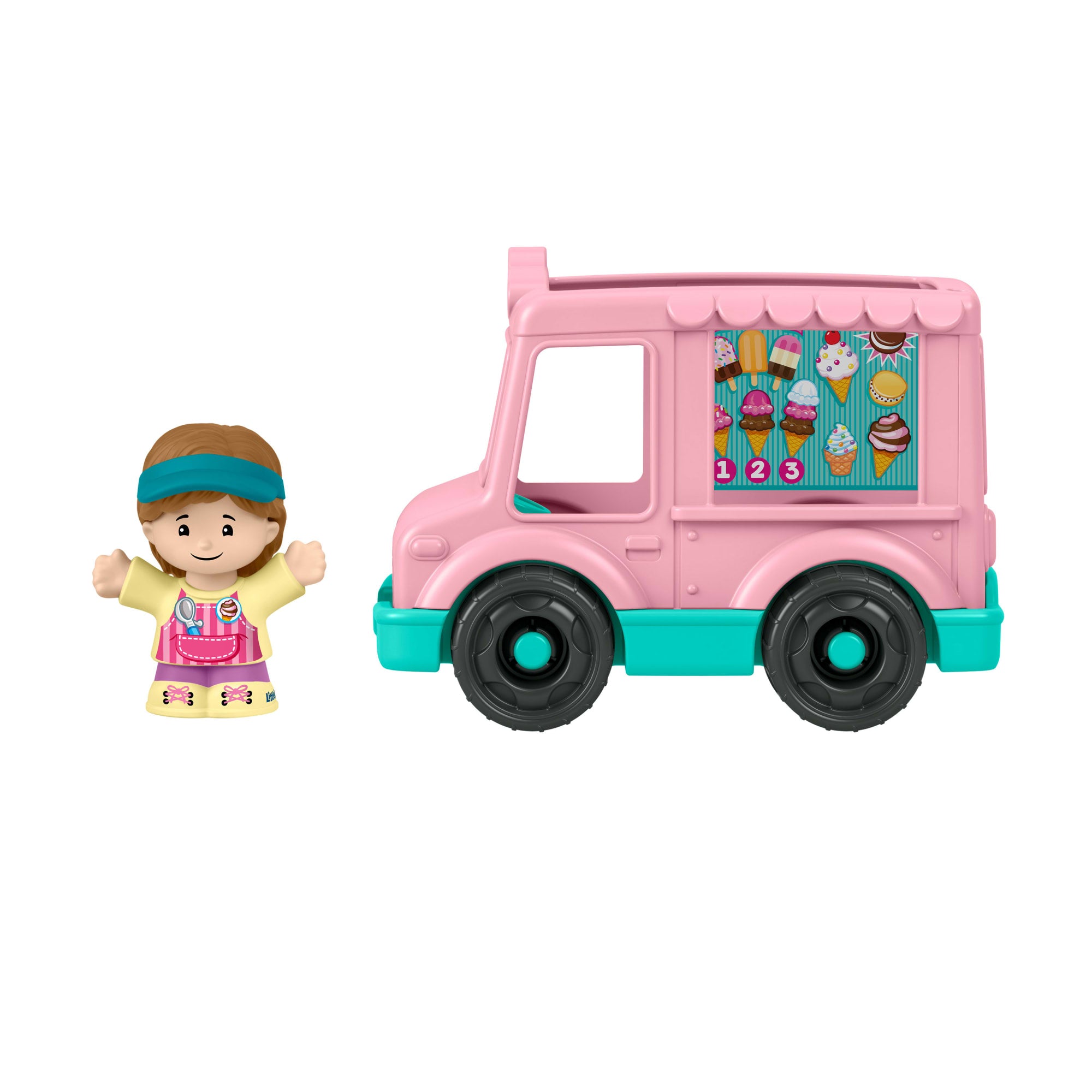 Fisher-Price Little People Ice Cream Truck. Push-Along Toy Vehicle & Figure For Toddlers & Kids - Image 5