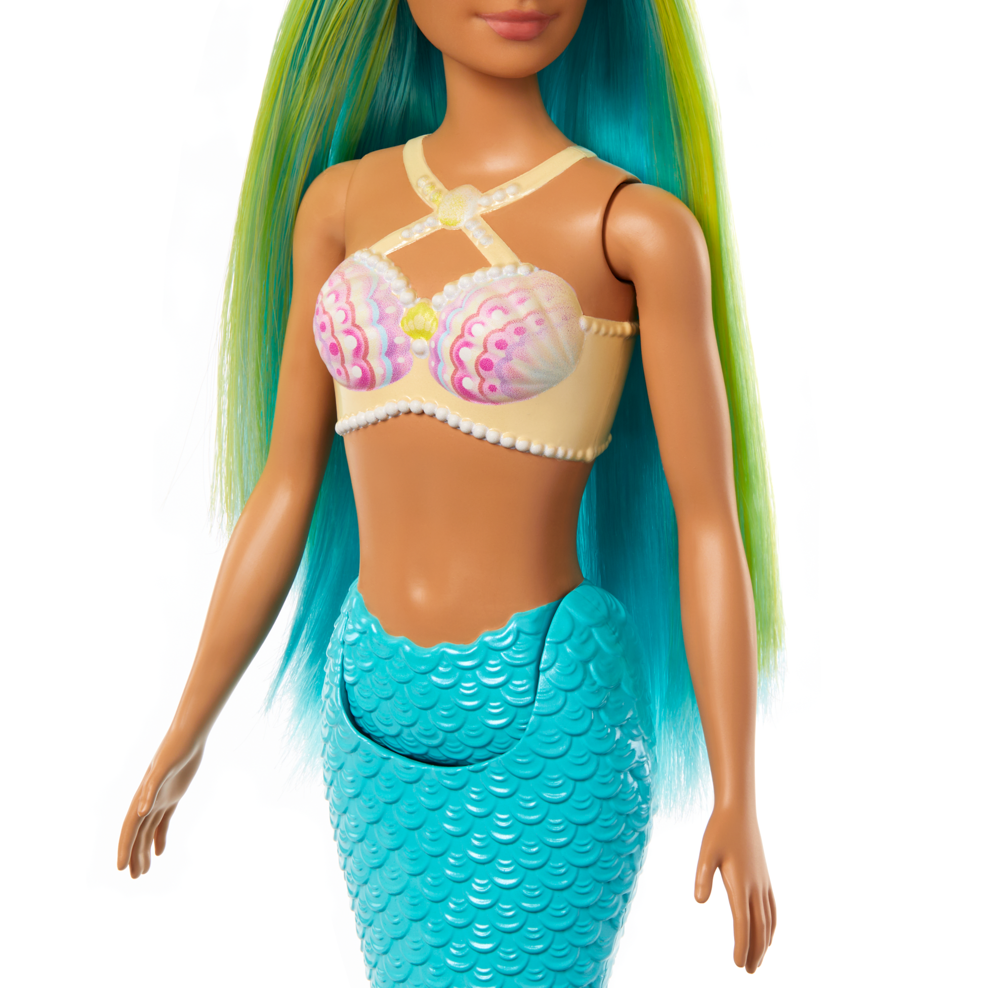 Barbie Fantasía Muñeca Sirena Cabello Verde y Azul - Image 4