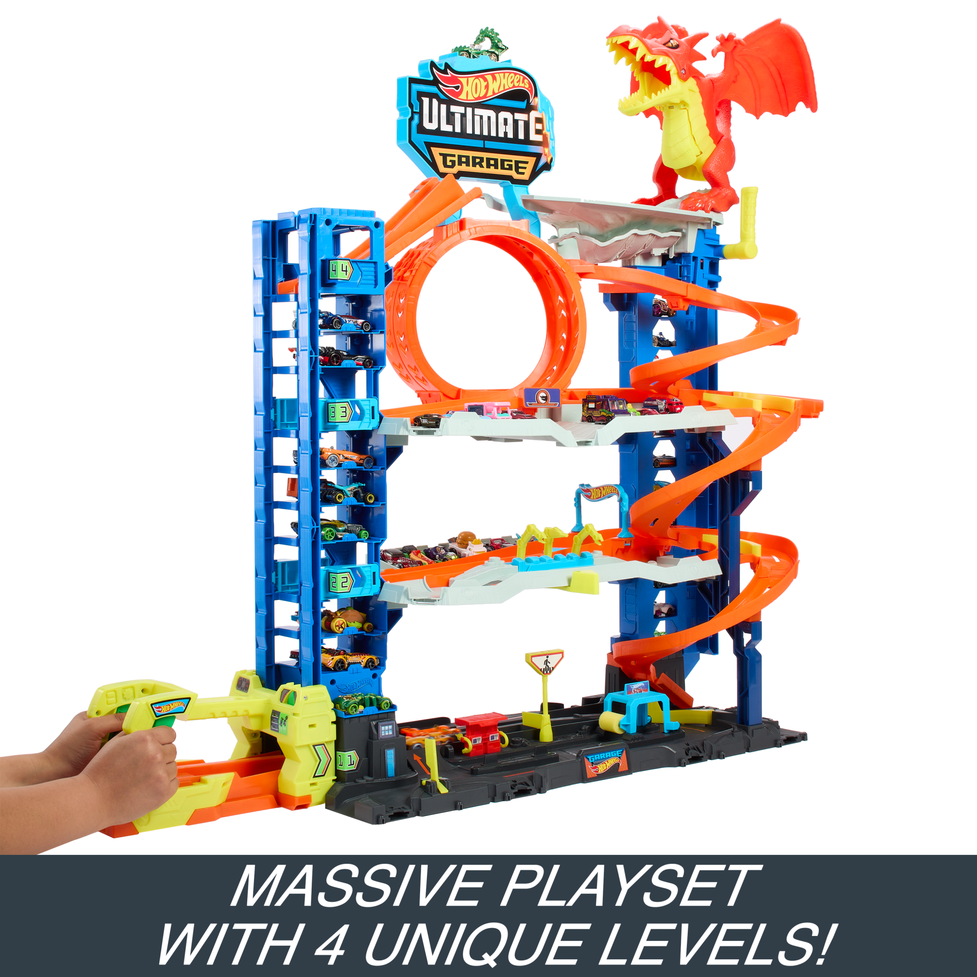 Hot Wheels City Ultimate Garage Playset From Let's Race With 2 Toy Cars & Storage For 50+ Cars - Image 3