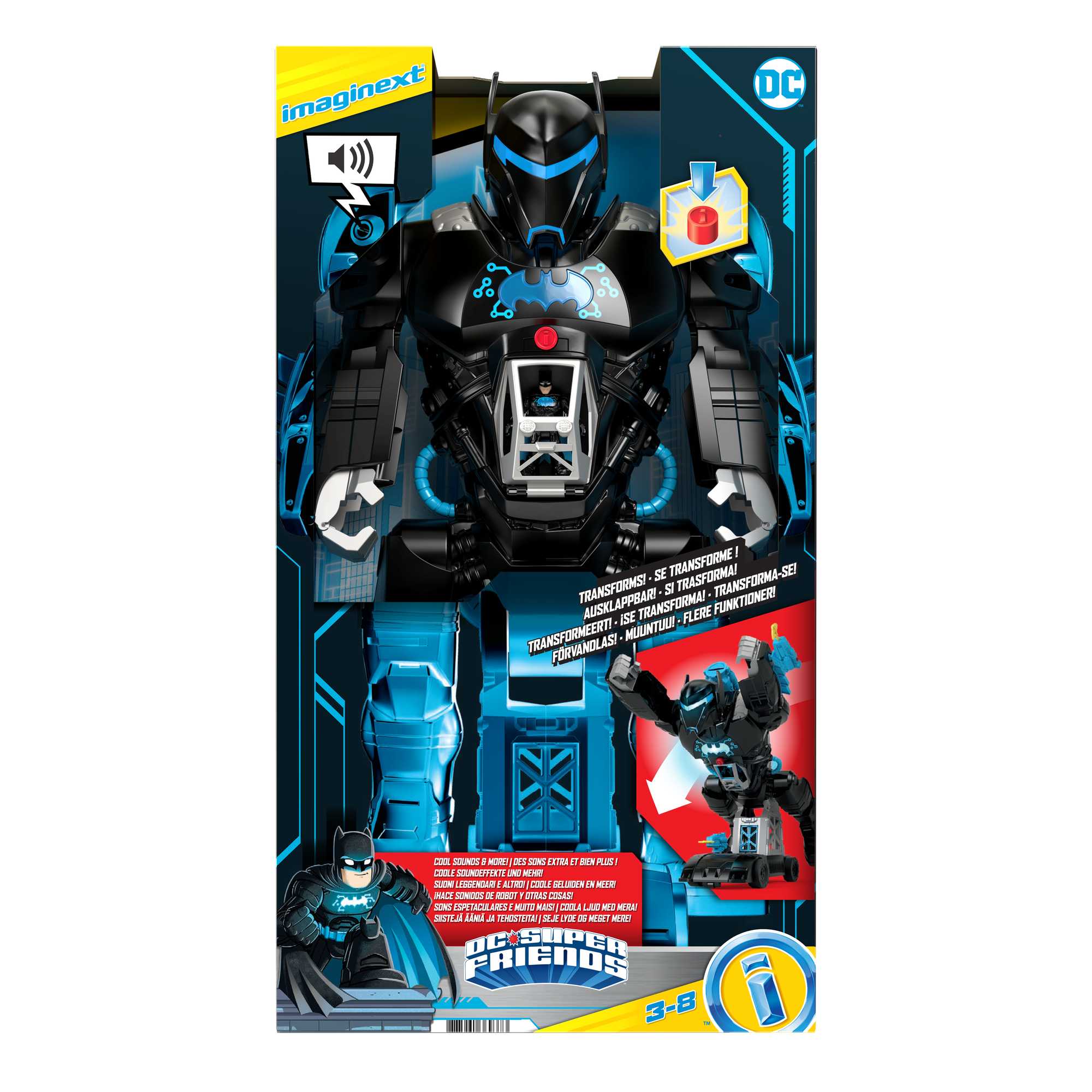 Imaginext DC Super Friends Batman Toy. 2-In-1 Robot & Playset With Lights & Sounds. Bat-Tech Batbot - Image 6