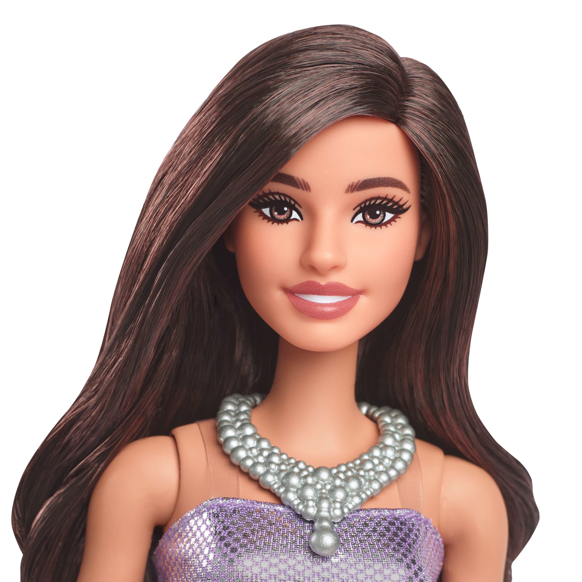 Barbie Fashionista Muñeca Vestido Morado y Collar - Image 3