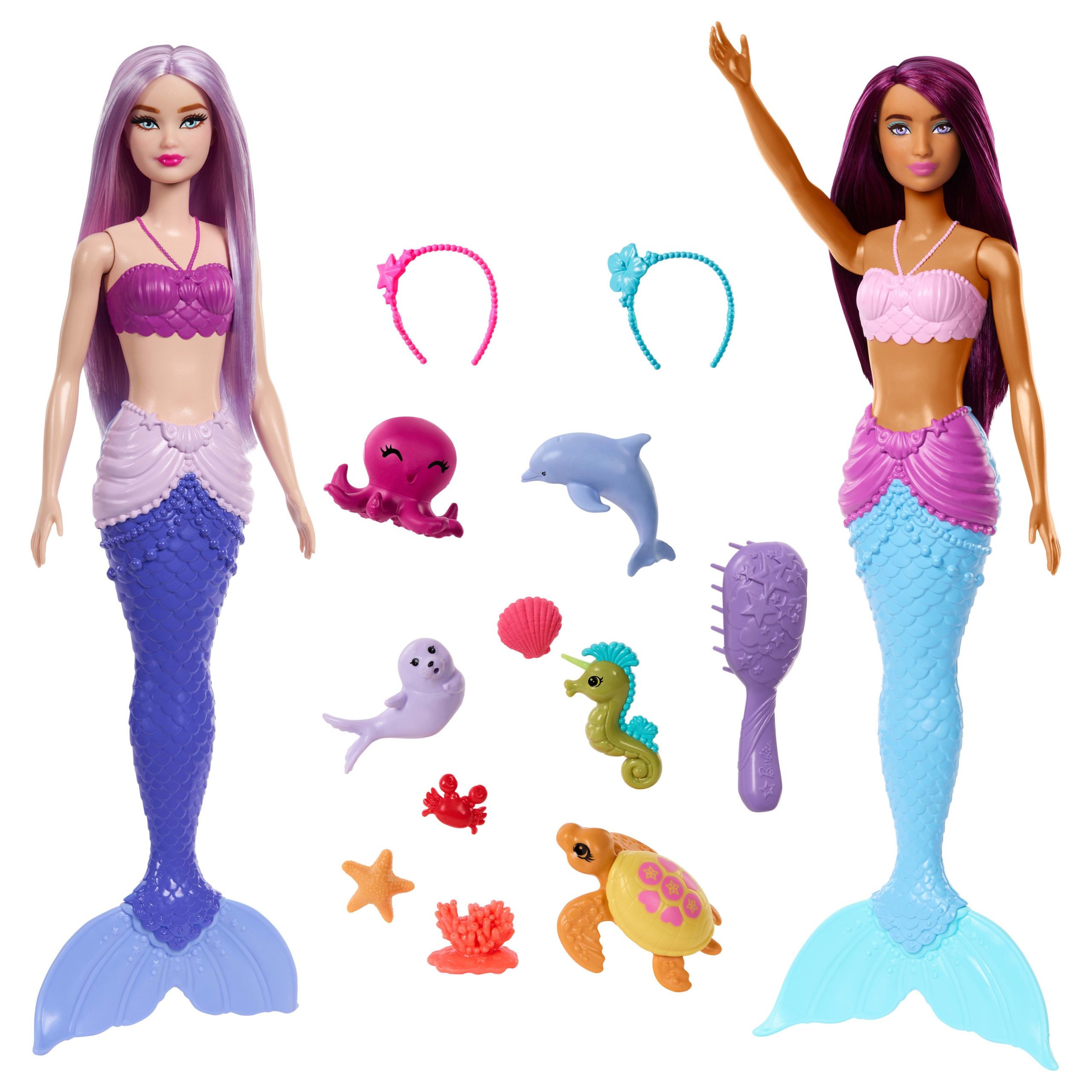 Barbie Mermaid Dolls 2-Pack With Sea Animals. Headbands & Ocean Accessories - Image 4